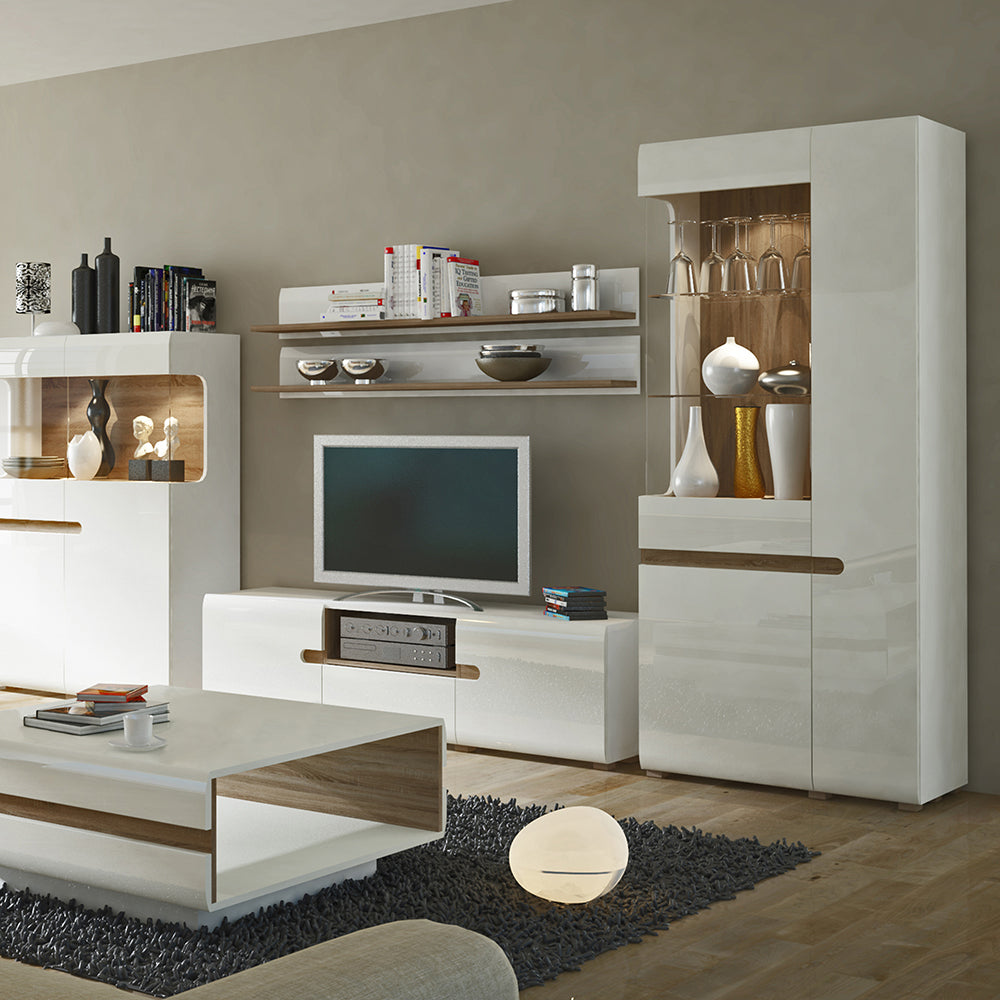 Chelsea  Large Designer Coffee Table in White with Oak Trim