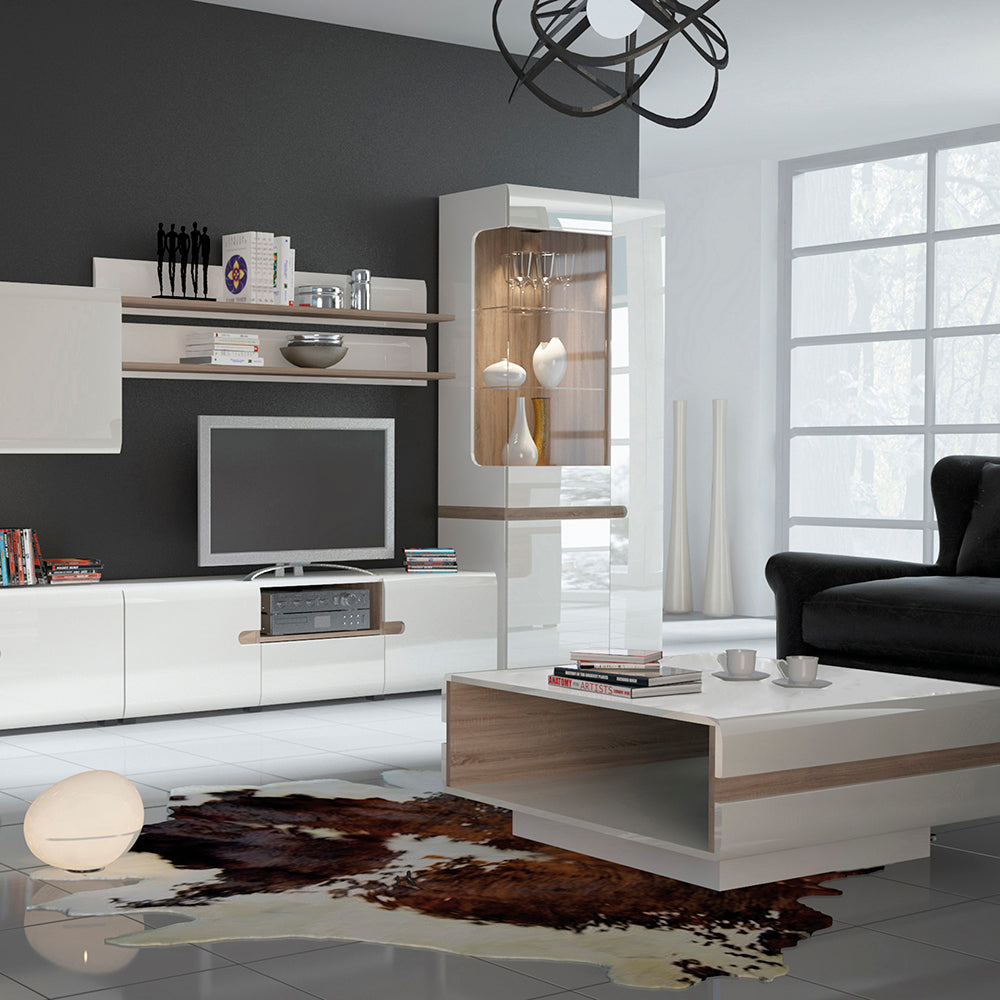 Chelsea  Small Designer coffee table in White with Oak Trim