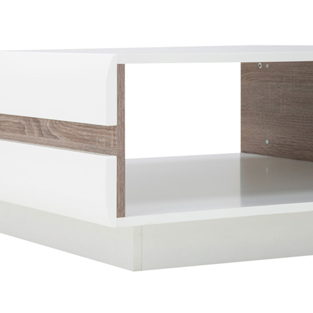 Chelsea  Small Designer coffee table in White with Oak Trim