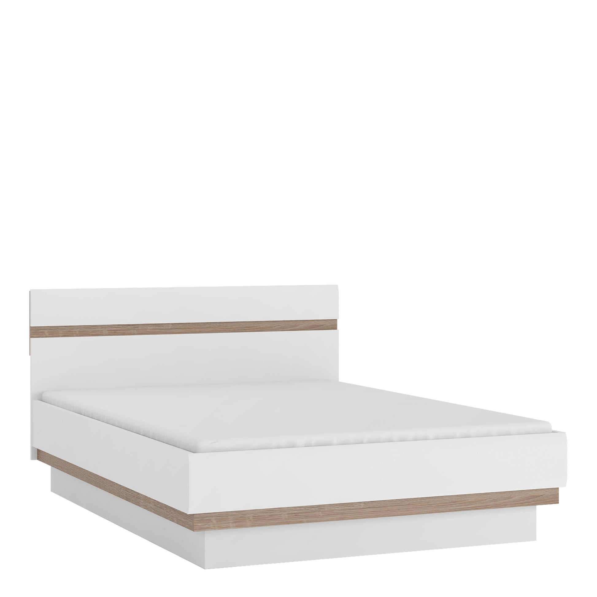 Chelsea  146cm wide Double Bed frame in White with Oak Trim
