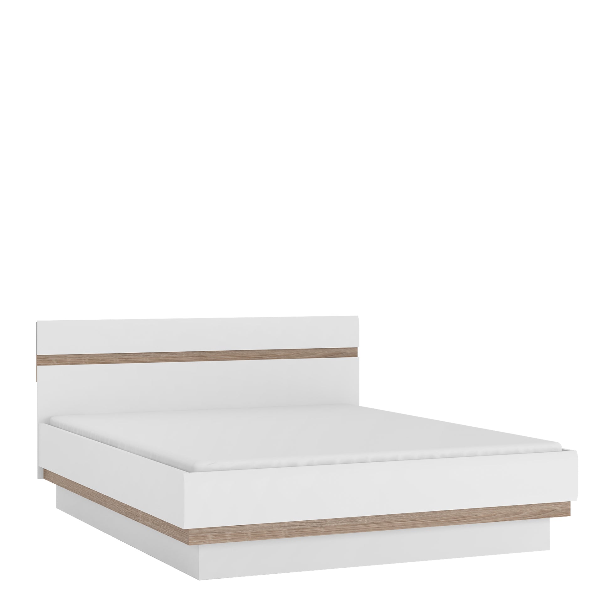 Chelsea  166cm wide King Size Bed frame in White with Oak Trim
