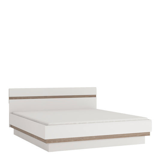 Chelsea  186cm wide Super King Bed frame in White with Oak Trim