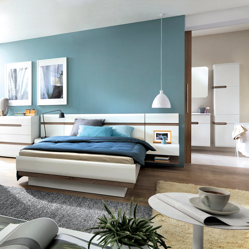 Chelsea  186cm wide Super King Bed frame in White with Oak Trim