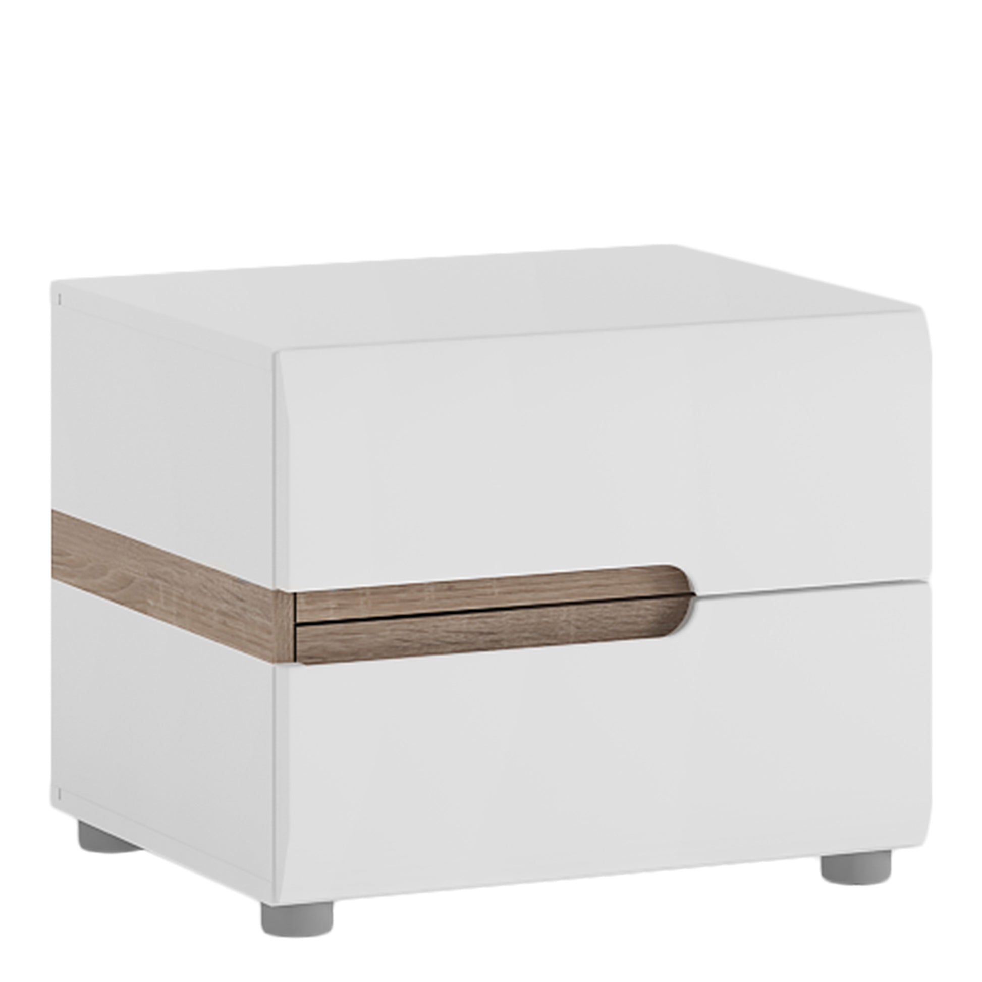 Chelsea  2 Drawer Bedside in White with Oak Trim