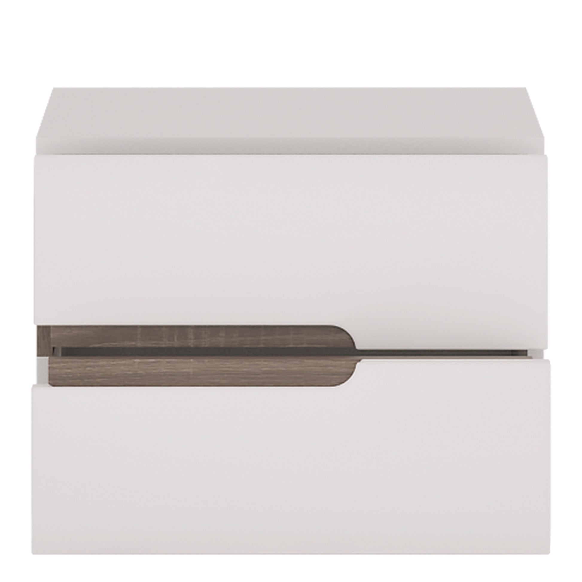 Chelsea  2 Drawer Bedside in White with Oak Trim