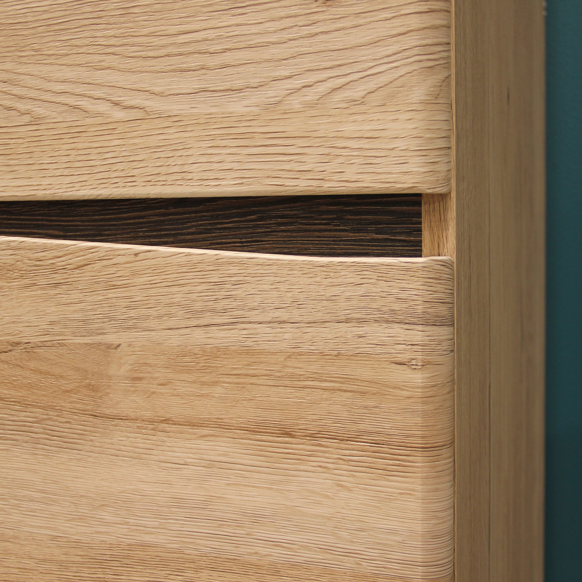 Kensington  Tall Narrow 2 Door Glazed Display Cabinet (LHD) in Oak