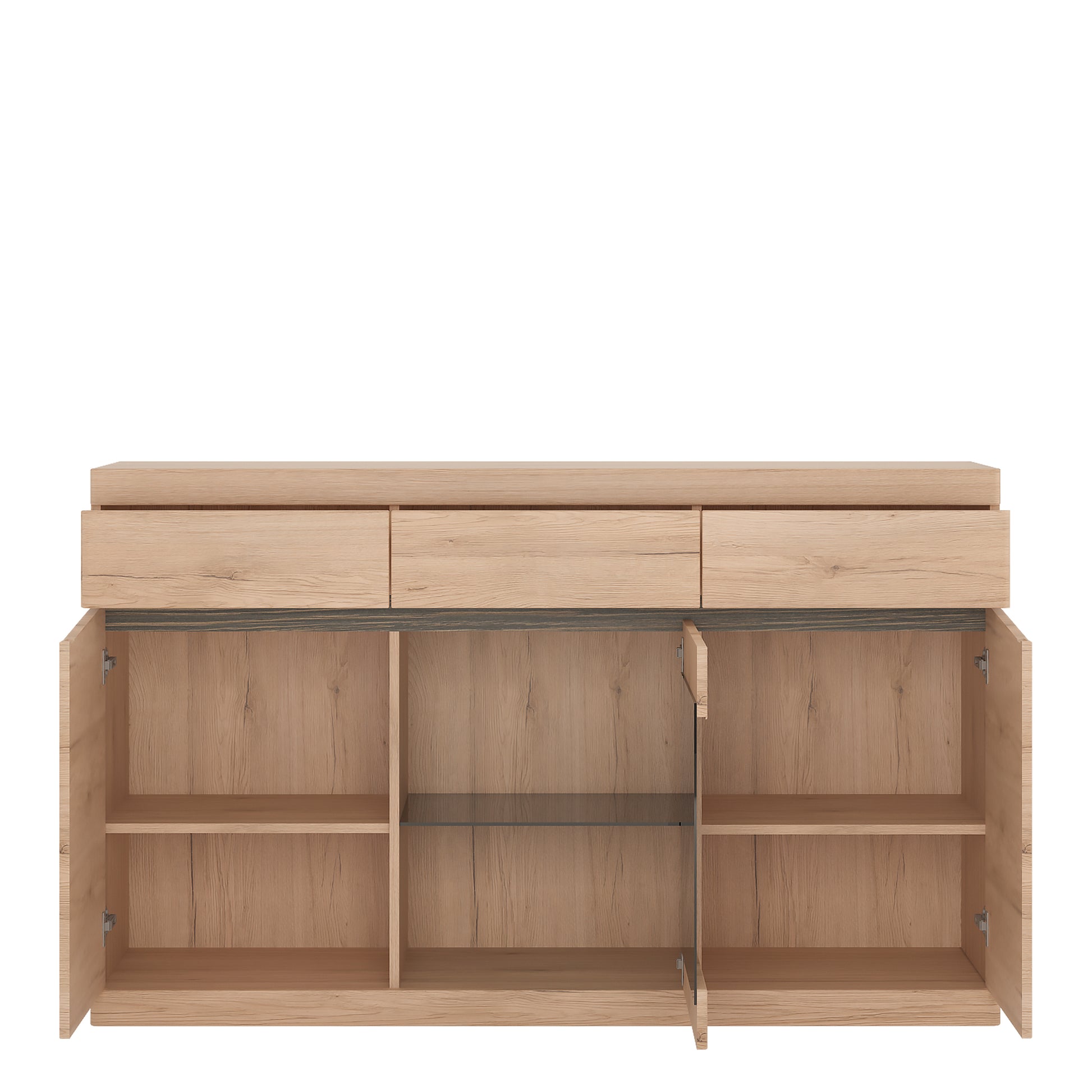 Kensington  3 Door 3 Drawer Glazed Sideboard in Oak