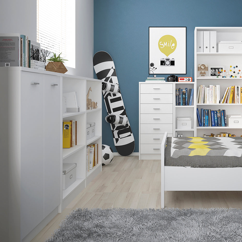 4 You  Medium Wide Bookcase in Pearl White