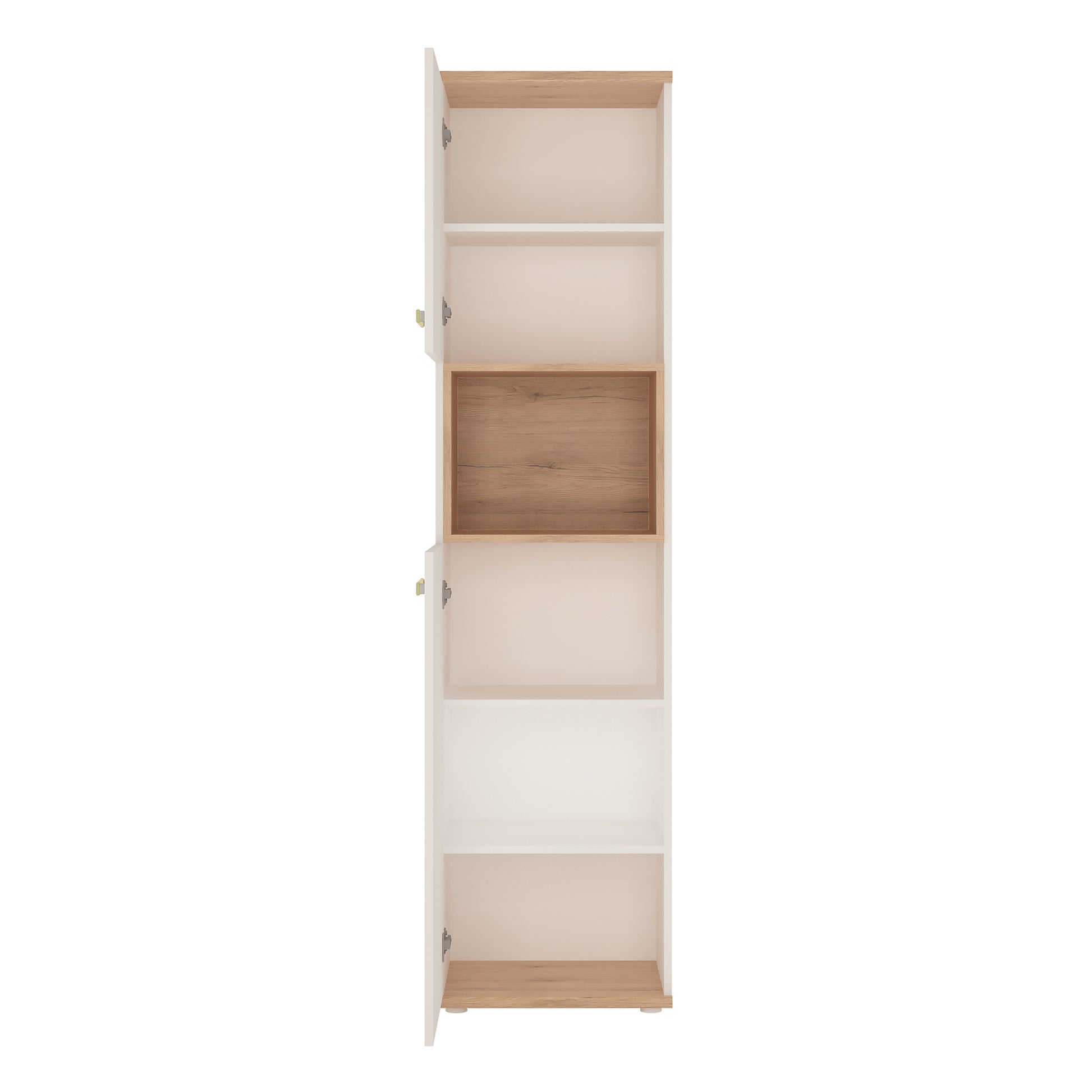 4Kids  Tall 2 Door Cabinet in Light Oak and white High Gloss (lemon handles)
