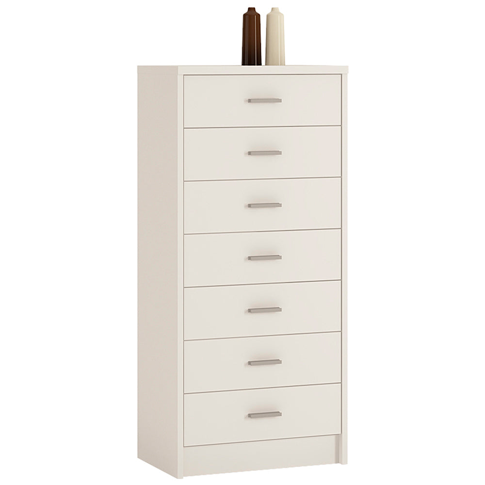4 You  7 Drawer Narrow Chest in Pearl White