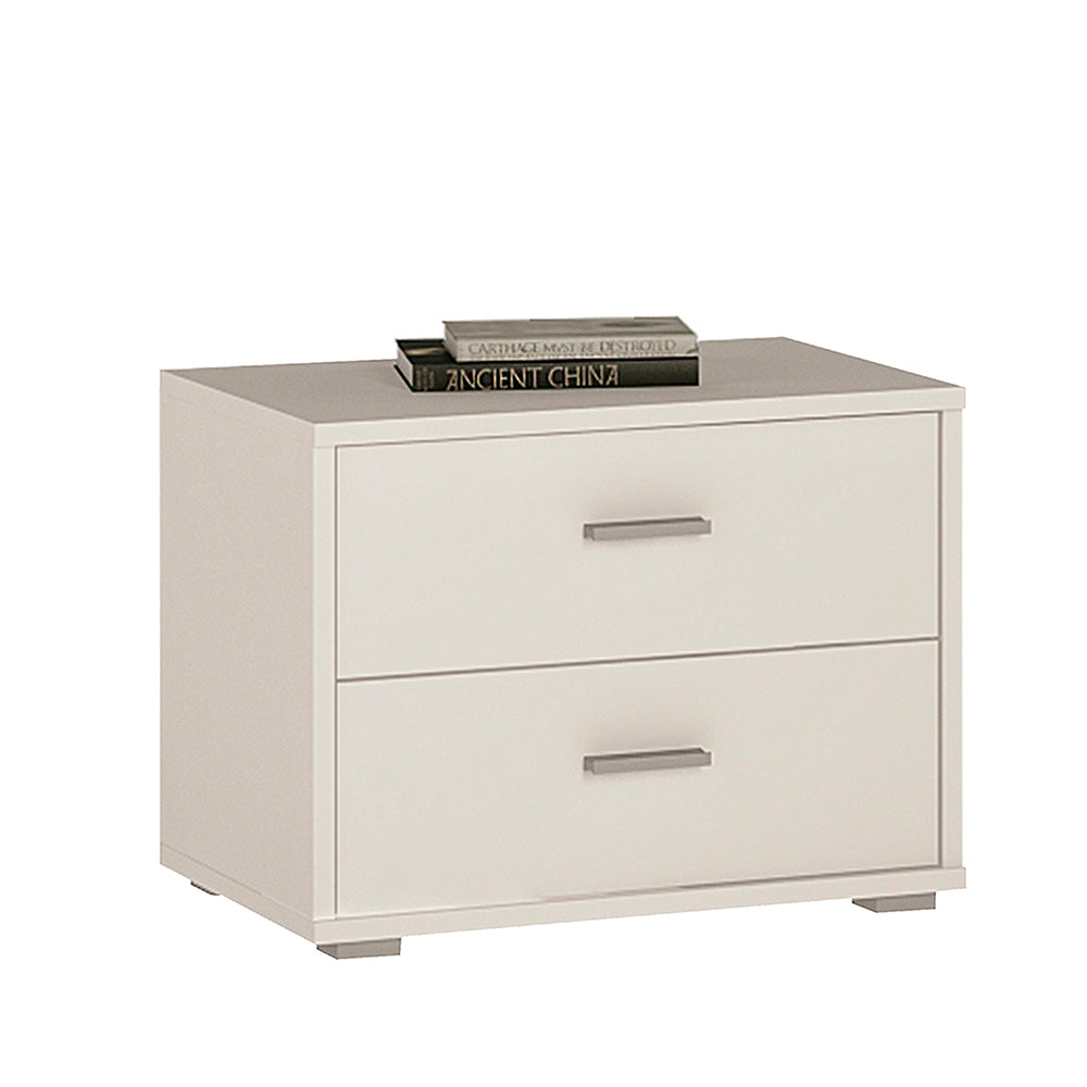 4 You  2 Drawer Low Chest/Bedside in Pearl White