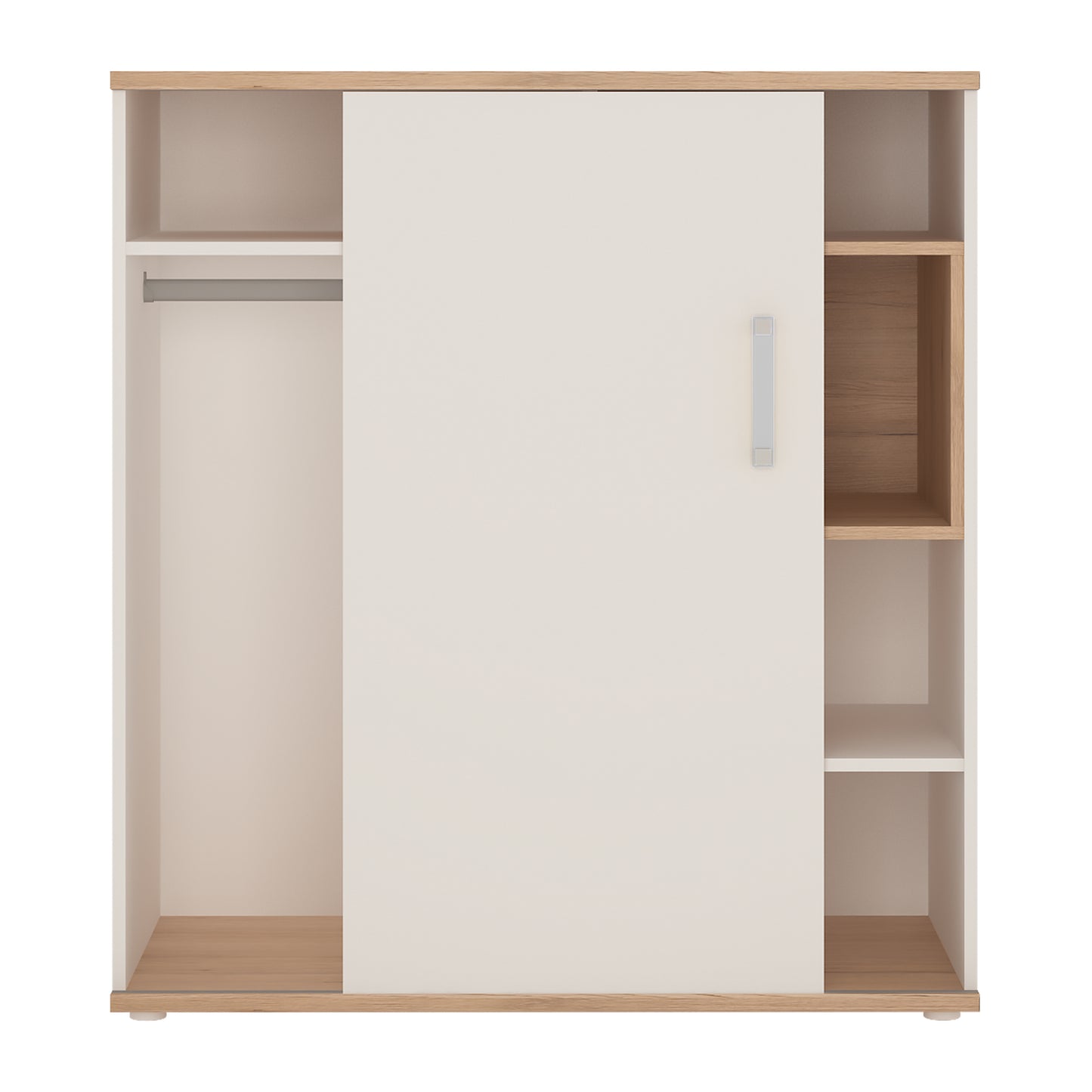 4Kids  Low Cabinet with shelves (Sliding Door) in Light Oak and white High Gloss (opalino handles)