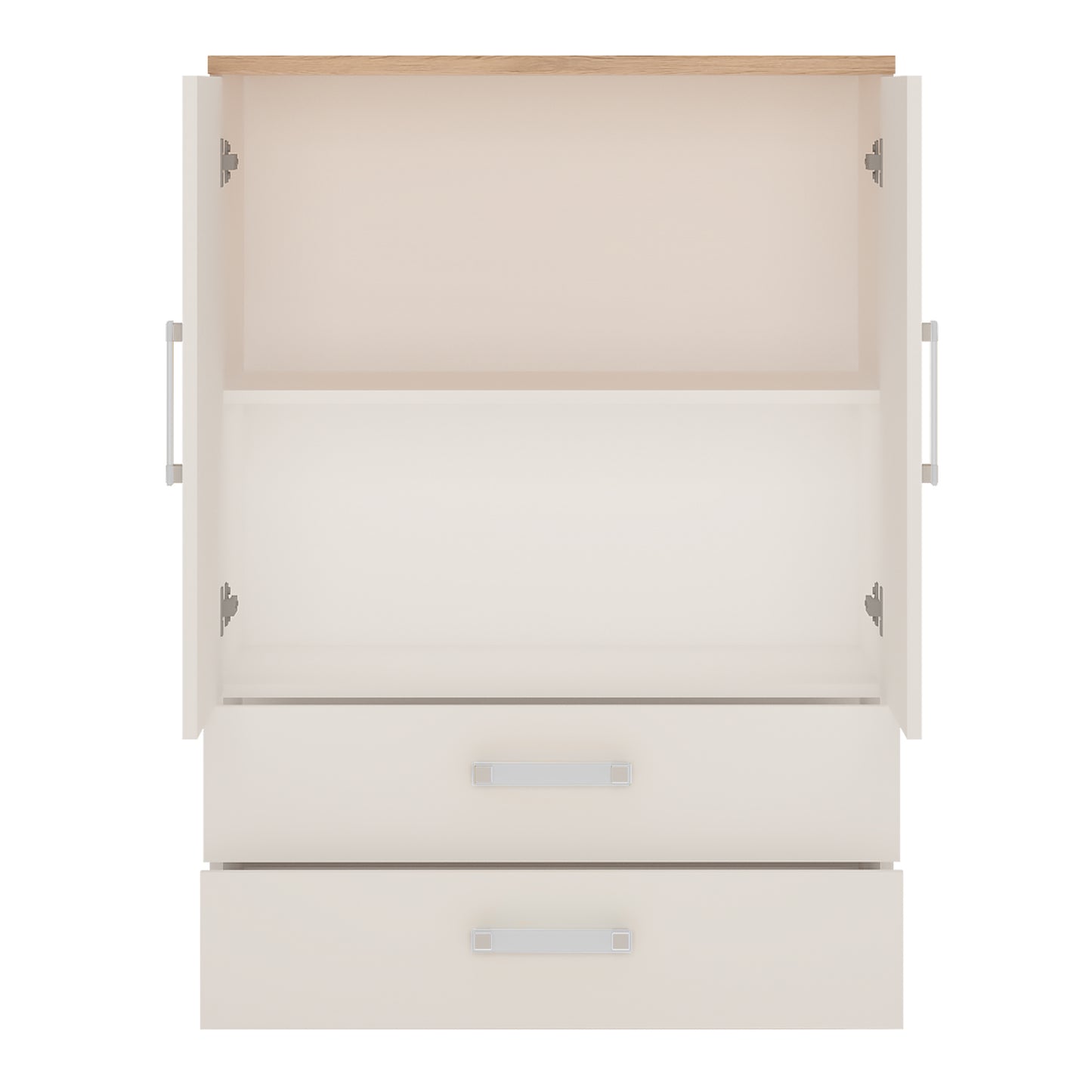4Kids  2 Door 2 Drawer Cabinet in Light Oak and white High Gloss (opalino handles)