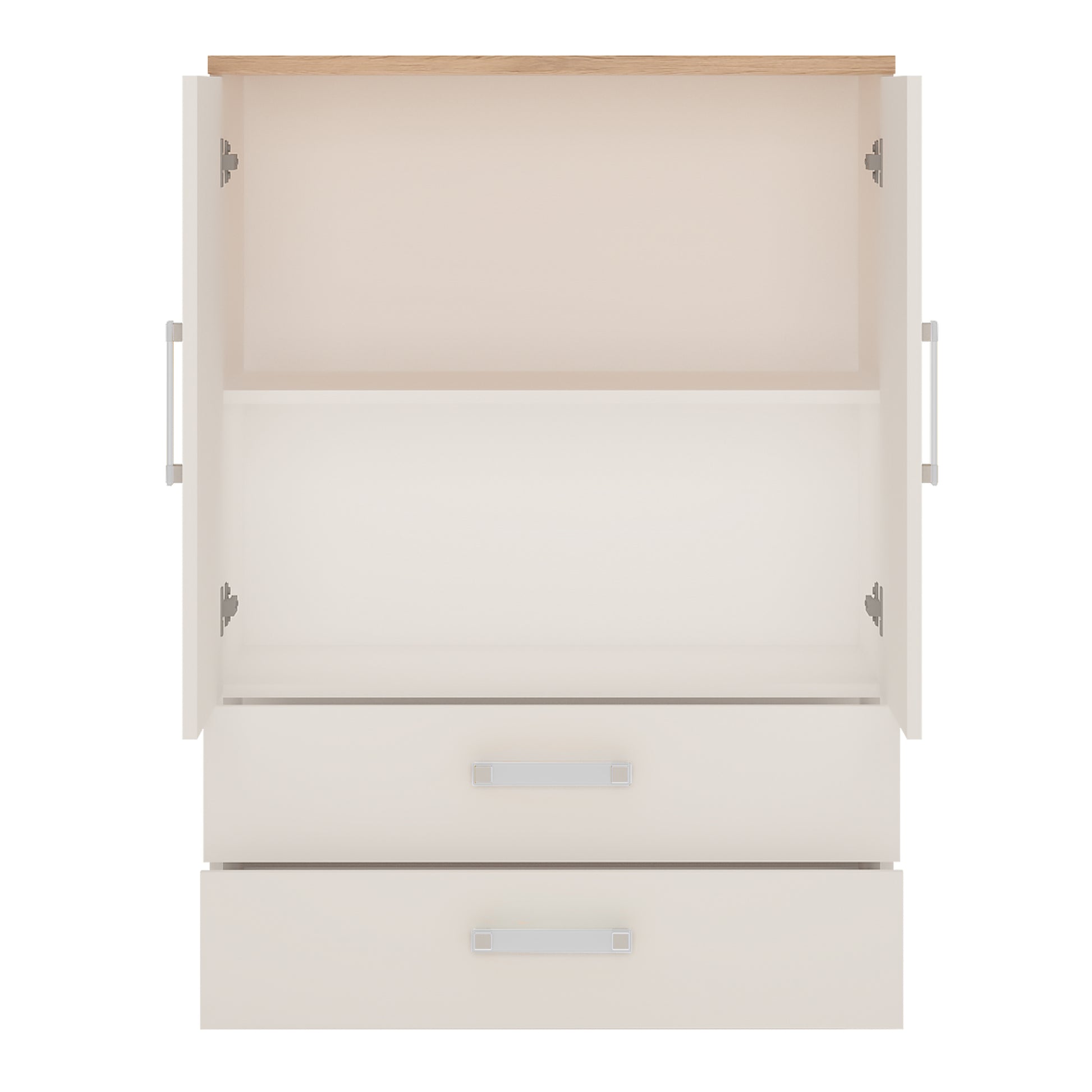 4Kids  2 Door 2 Drawer Cabinet in Light Oak and white High Gloss (opalino handles)