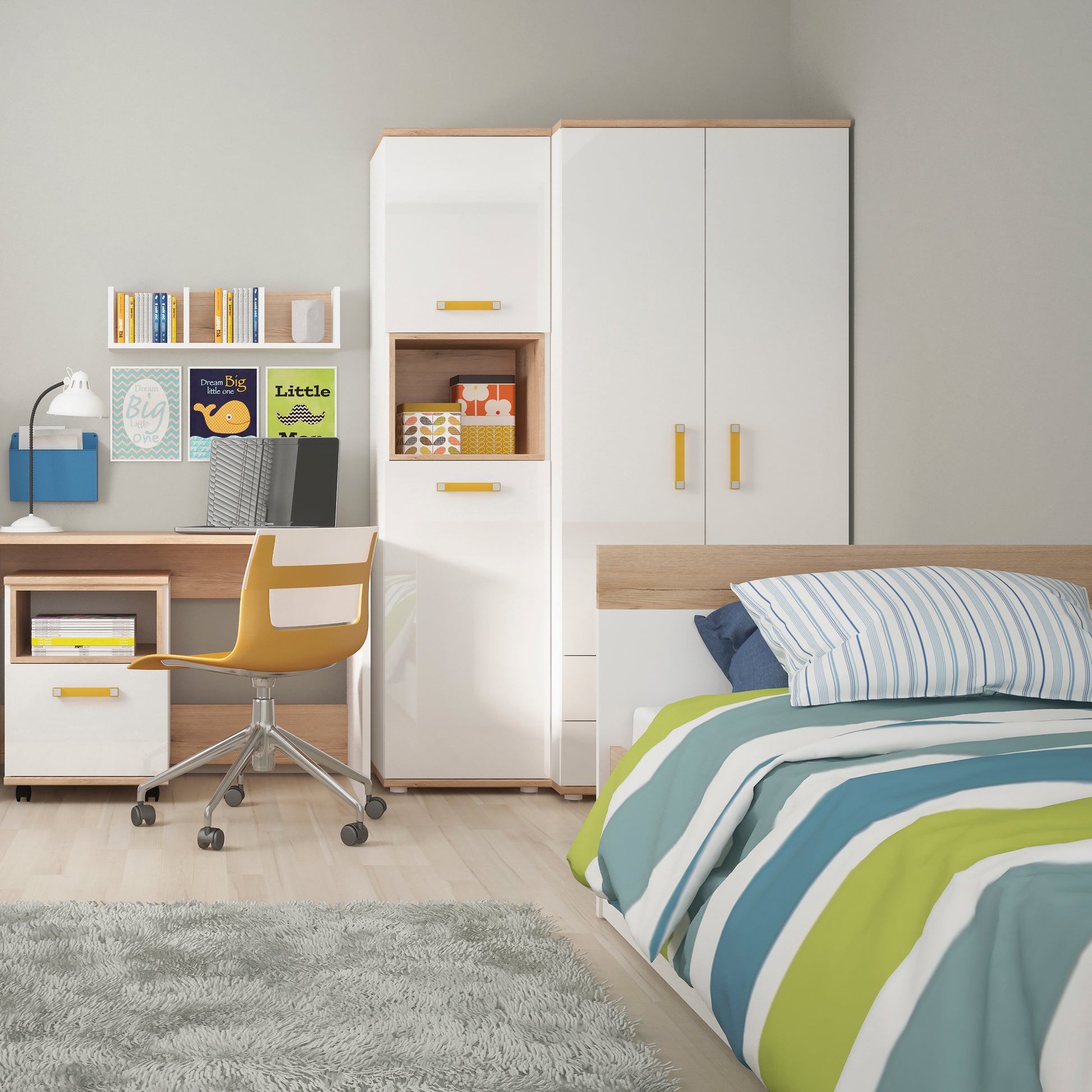 4Kids 4kids 70cm Sectioned Wall Shelf in Light Oak