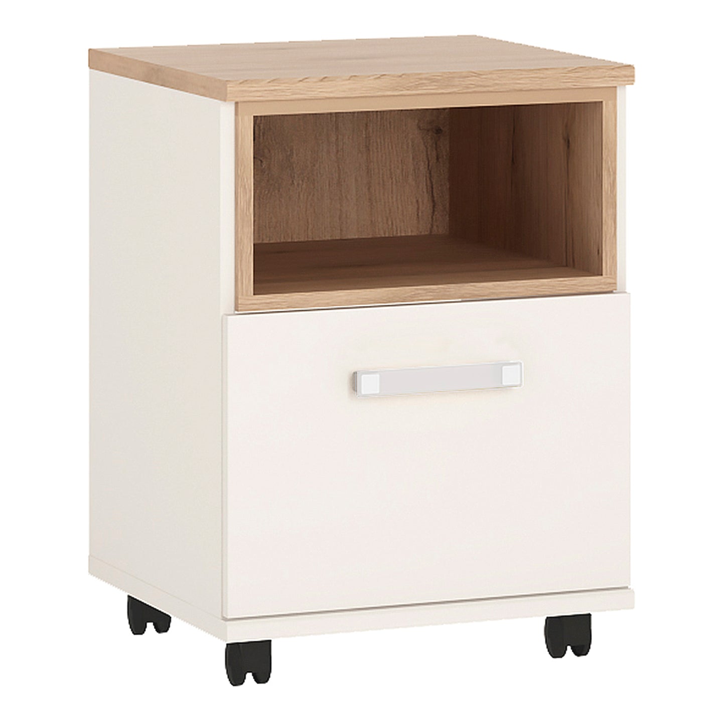 4Kids  1 Door Desk Mobile in Light Oak and white High Gloss (opalino handles)