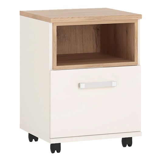 4Kids  1 Door Desk Mobile in Light Oak and white High Gloss (opalino handles)
