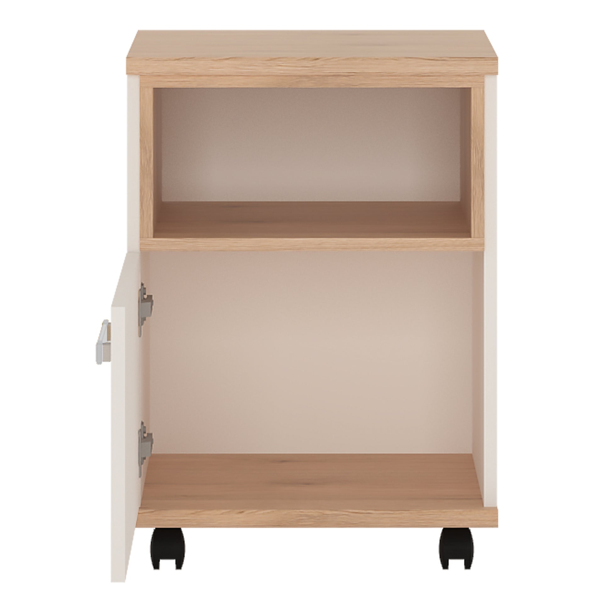 4Kids  1 Door Desk Mobile in Light Oak and white High Gloss (opalino handles)