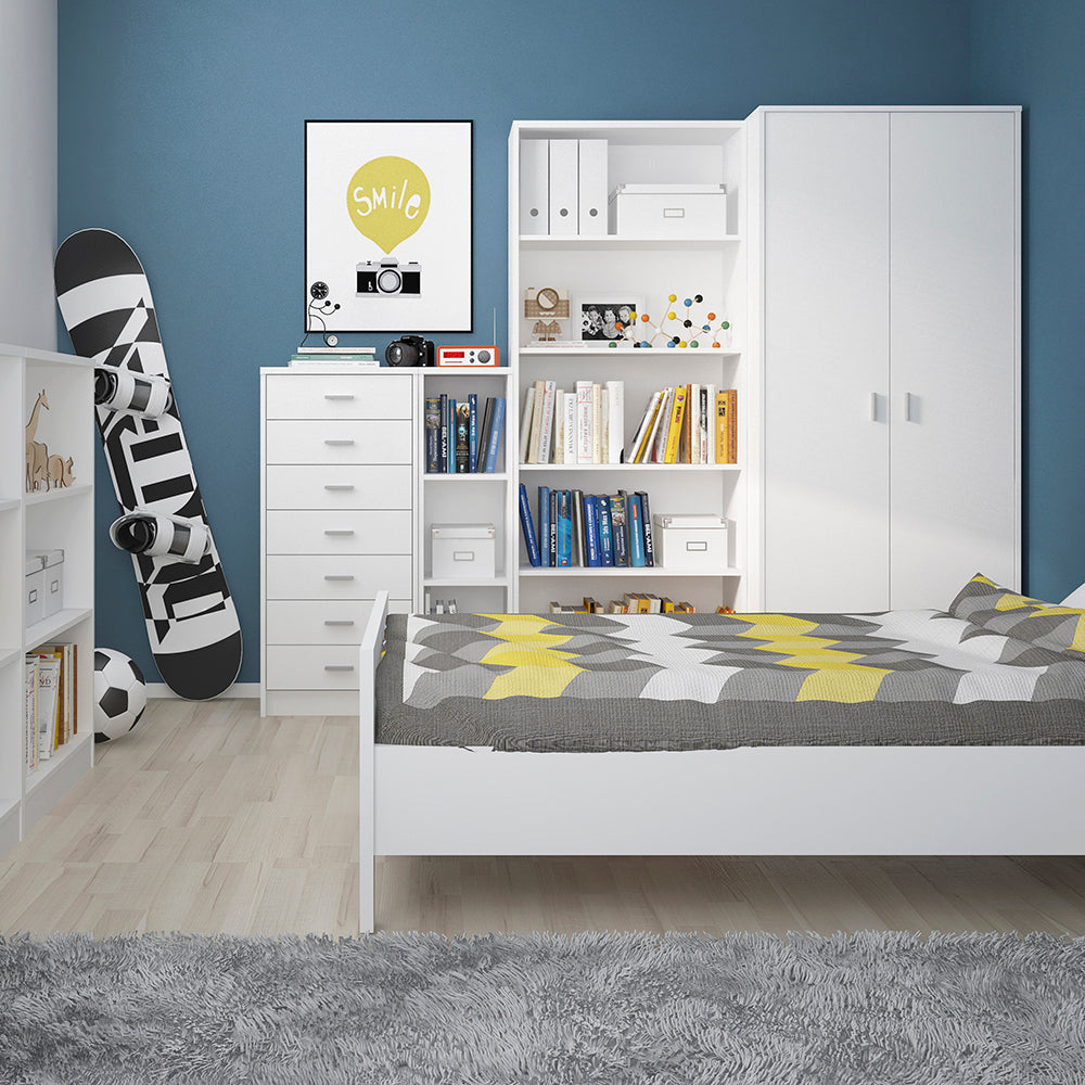 4 You  Tall Wide Bookcase in Pearl White