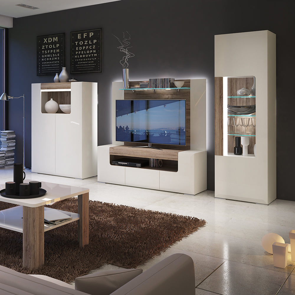 Toronto  140 cm wide TV Cabinet In White and Oak
