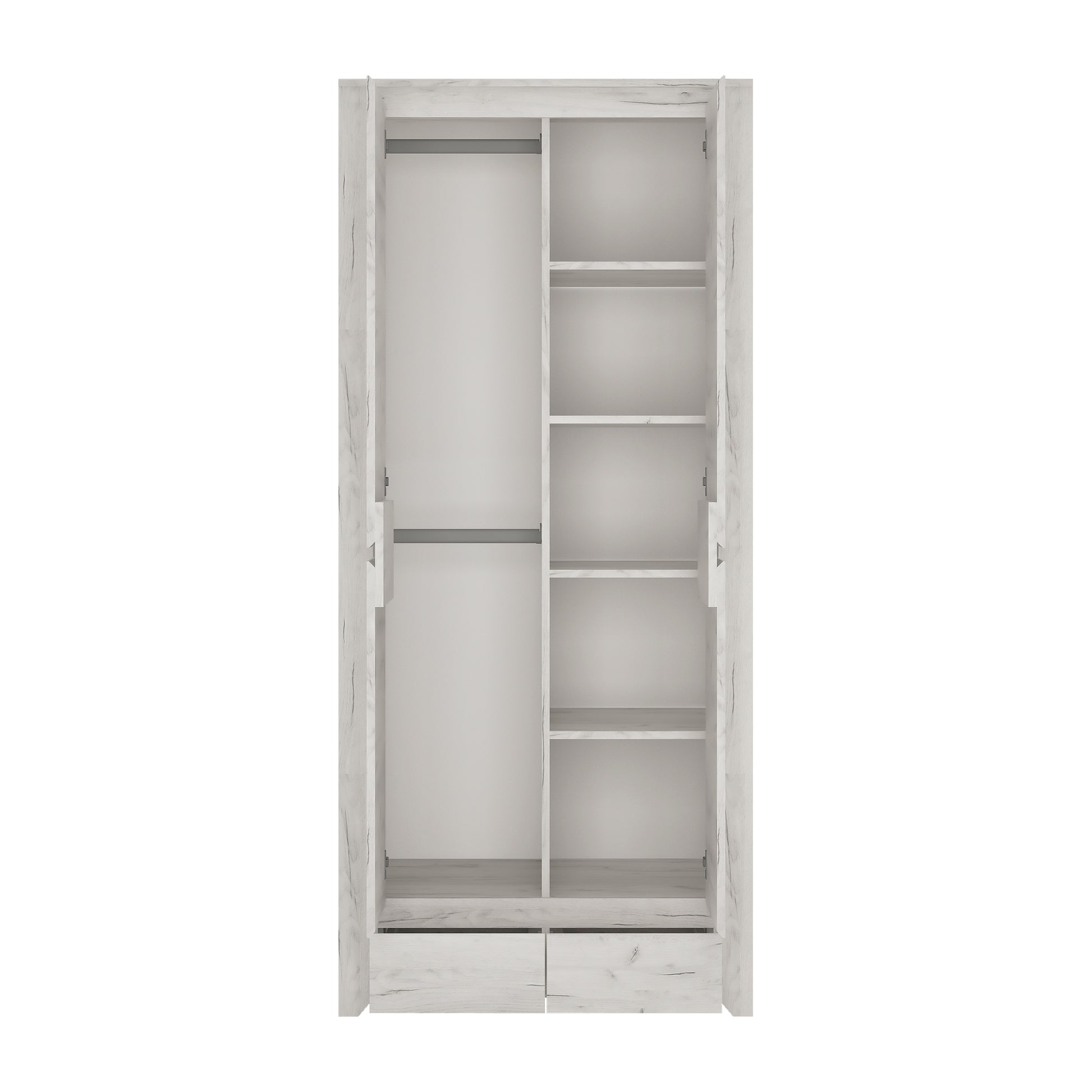 Angel  2 Door 2 Drawer Fitted Wardrobe in White Craft Oak