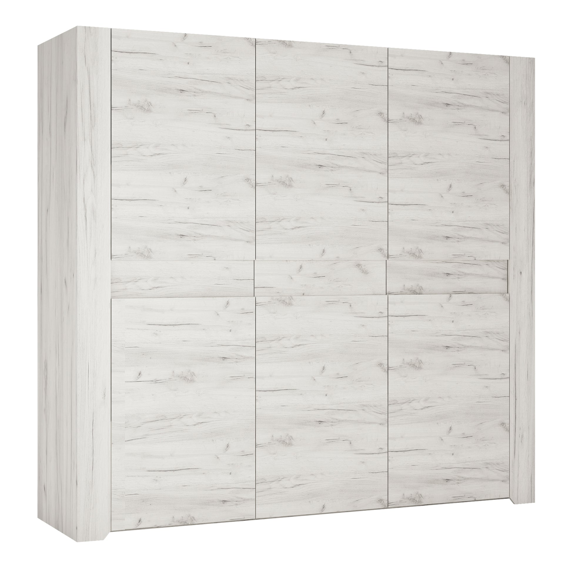Angel  3 door wardrobe in White Craft Oak