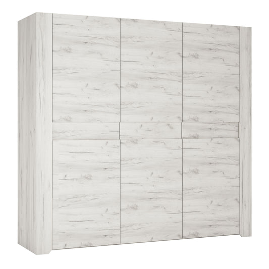 Angel  3 door wardrobe in White Craft Oak