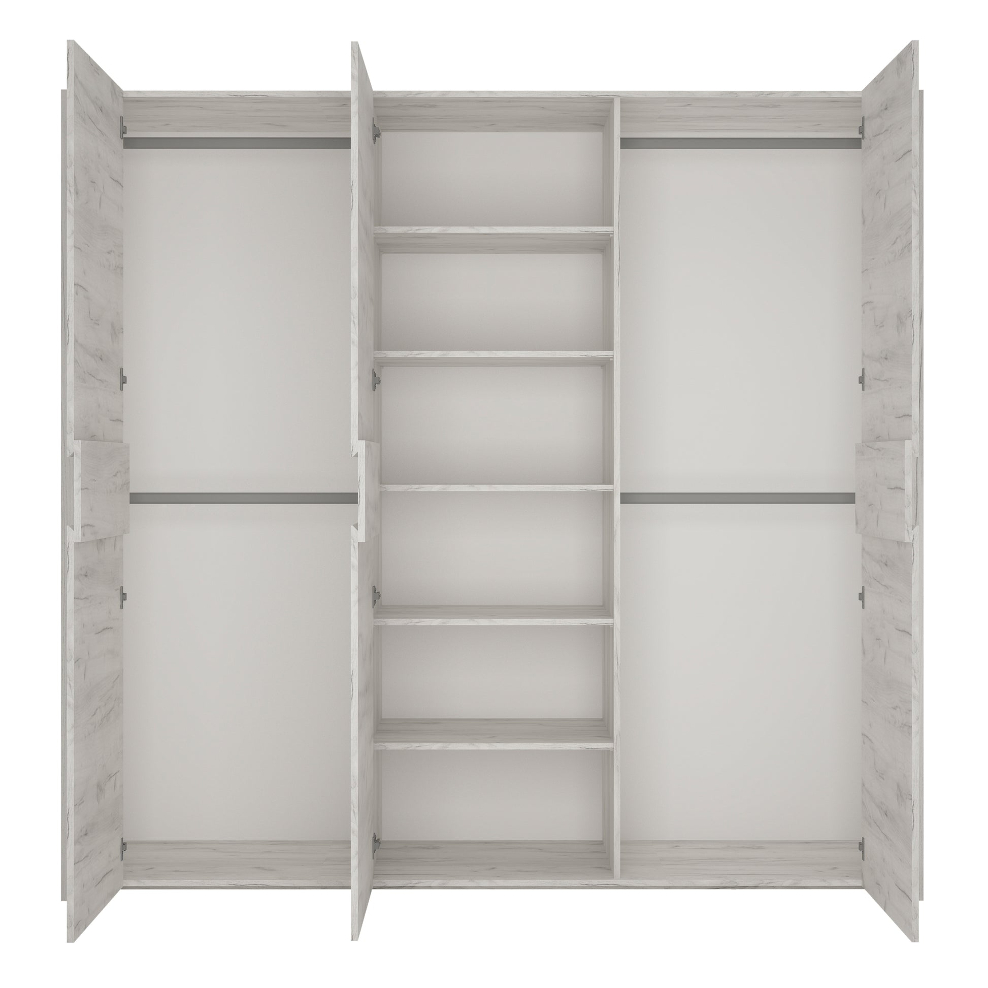 Angel  3 door wardrobe in White Craft Oak