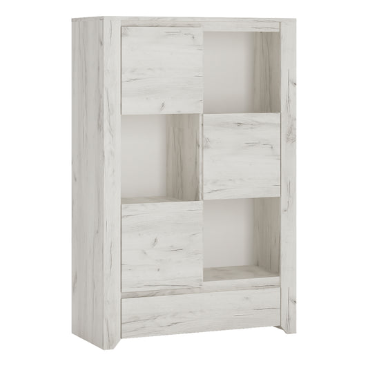 Angel  3 door 1 Drawer Cupboard in White Craft Oak