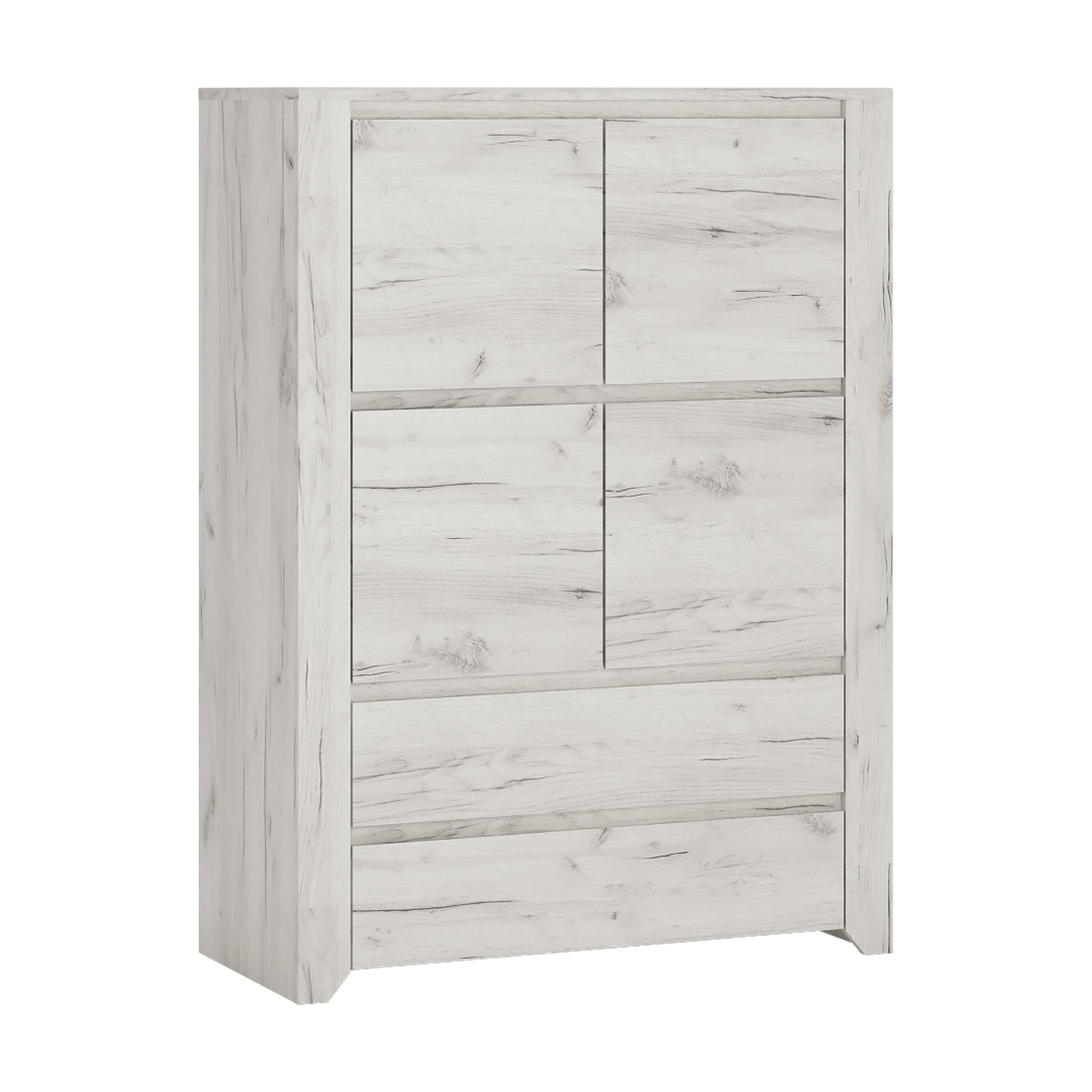 Angel  4 Door 2 Drawer Cupboard in White Craft Oak