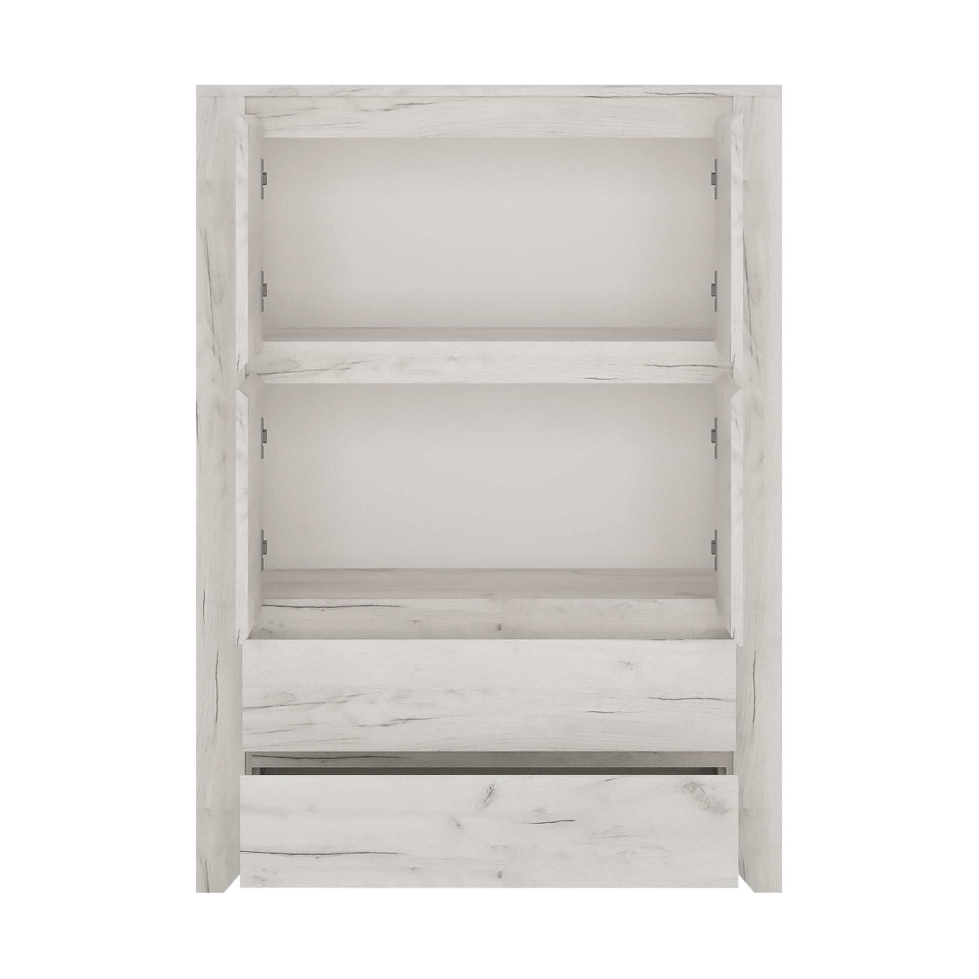 Angel  4 Door 2 Drawer Cupboard in White Craft Oak