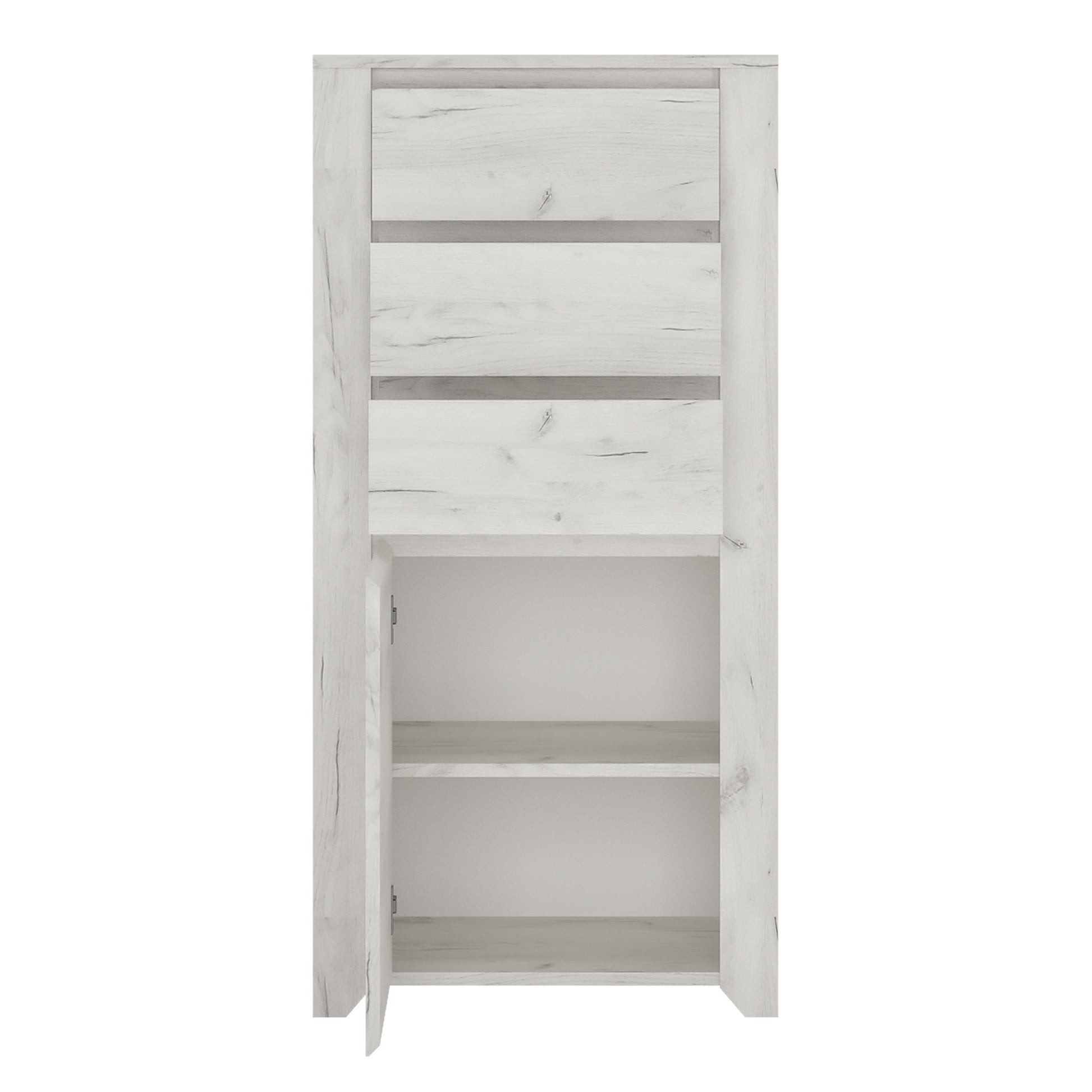 Angel  1 Door 3 Drawer Chest in White Craft Oak