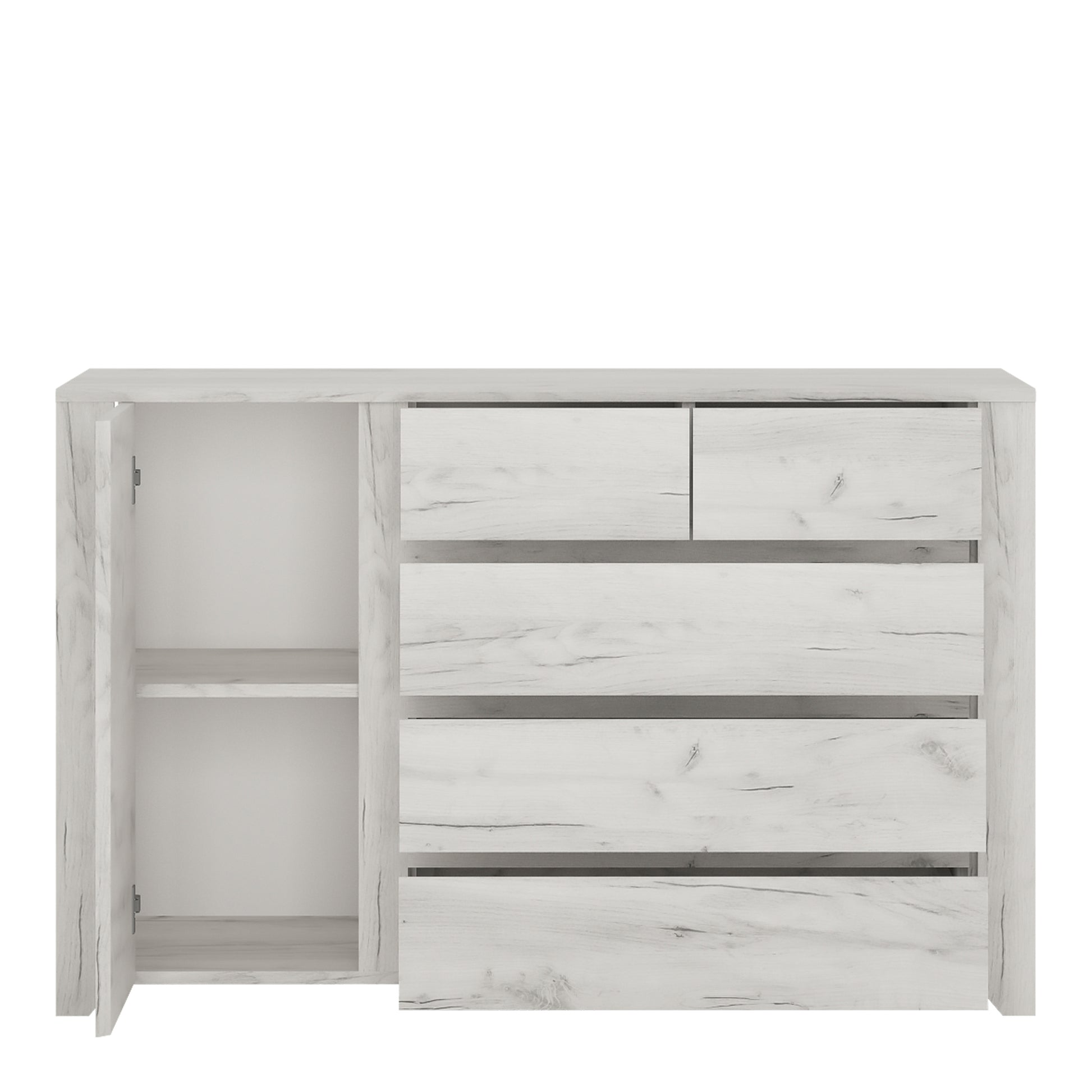 Angel  1 Door 2+3 drawer Chest in White Craft Oak