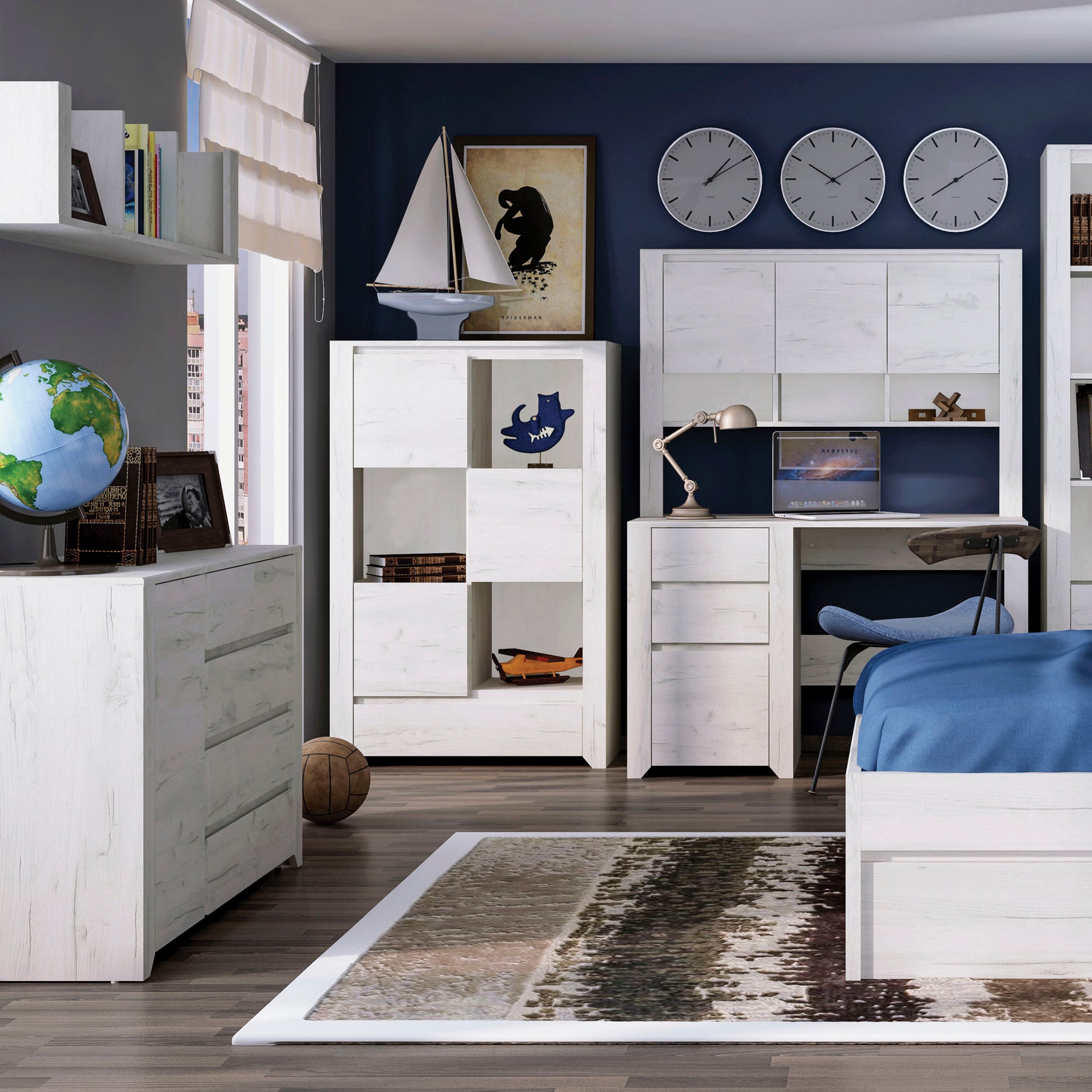 Angel  1 Door 2+3 drawer Chest in White Craft Oak