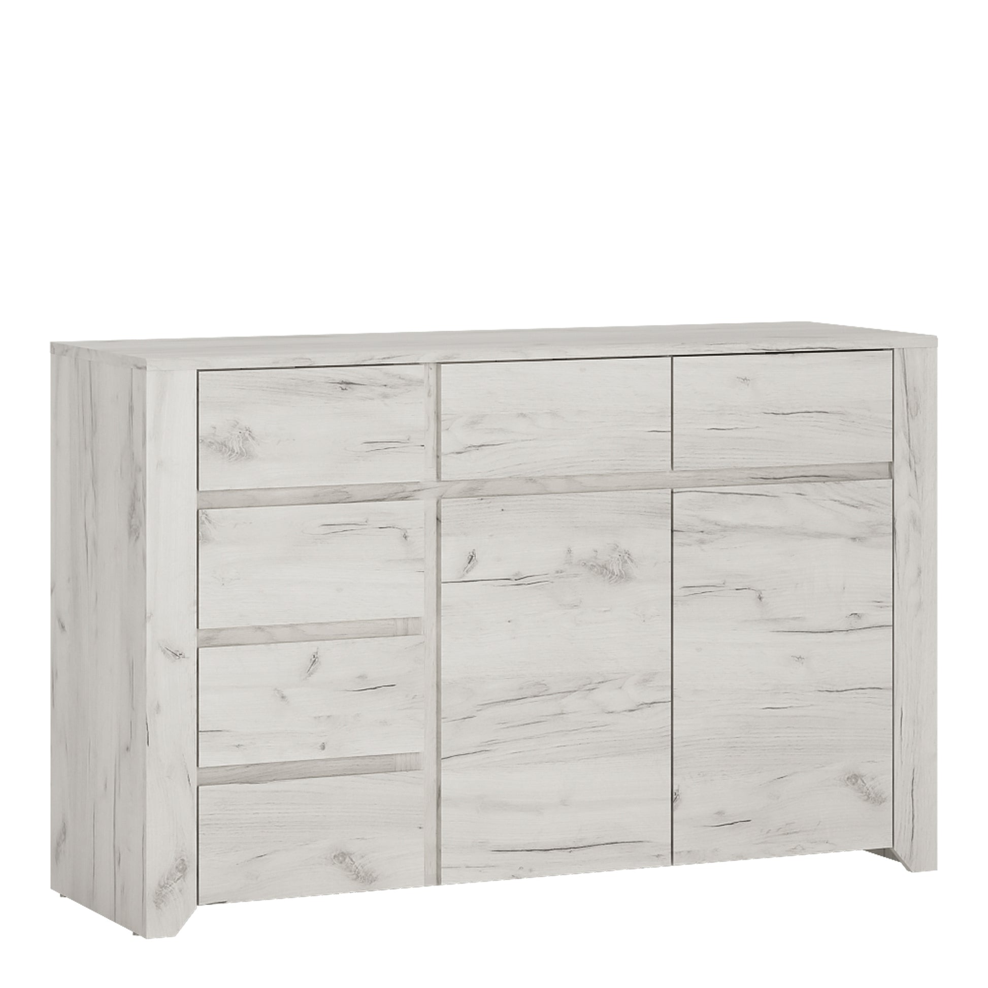 Angel  2 Door 3+3 Drawer Wide Chest in White Craft Oak