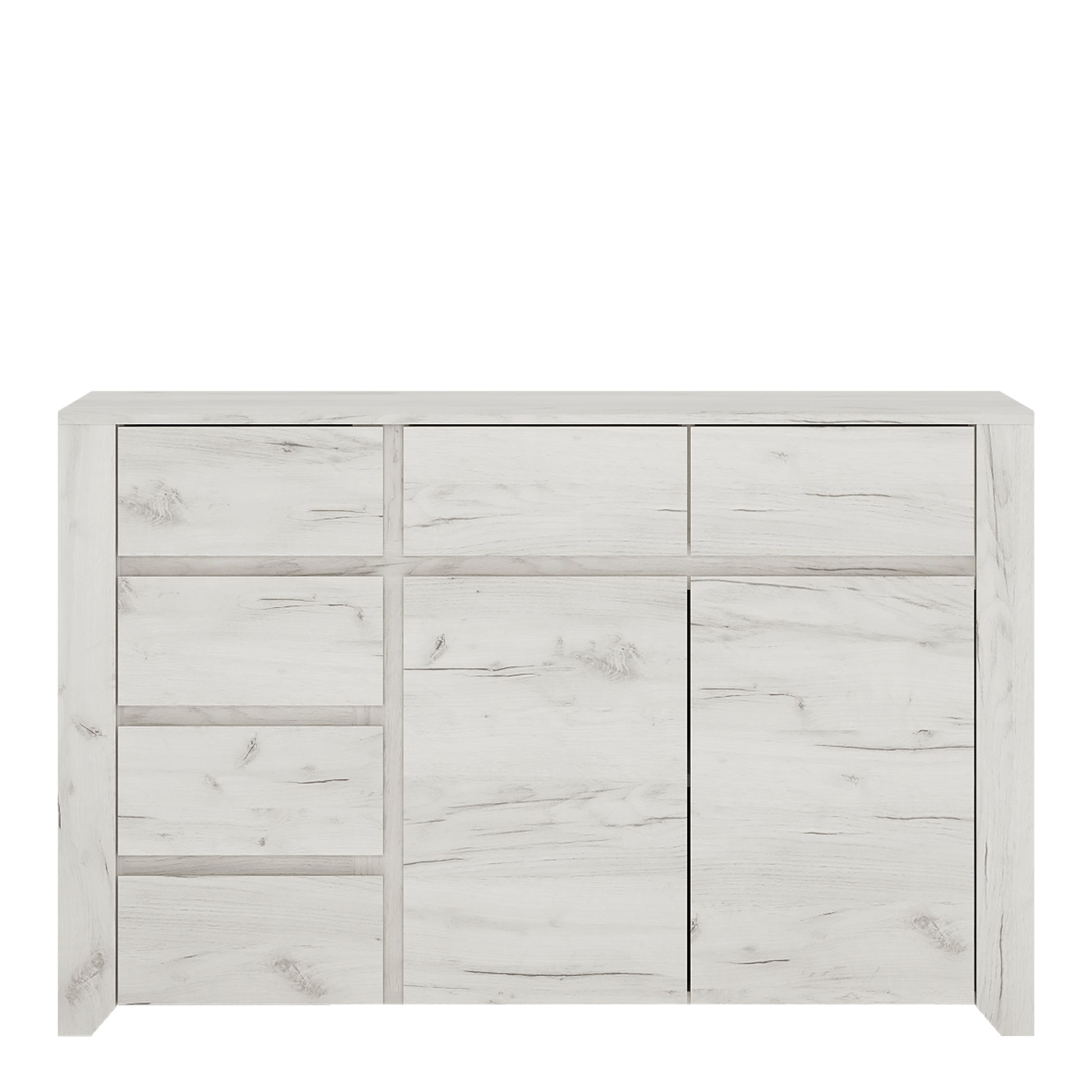 Angel  2 Door 3+3 Drawer Wide Chest in White Craft Oak