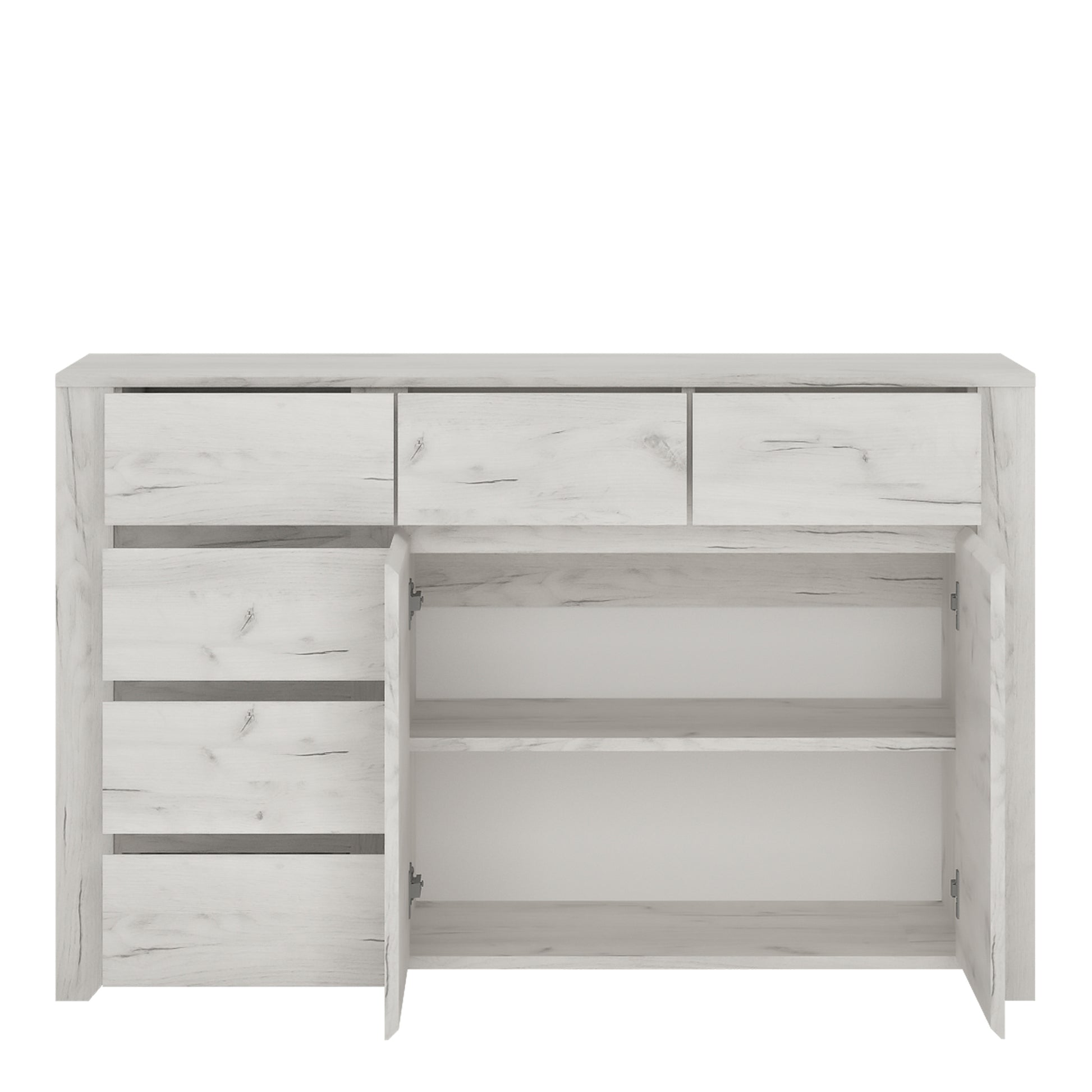 Angel  2 Door 3+3 Drawer Wide Chest in White Craft Oak