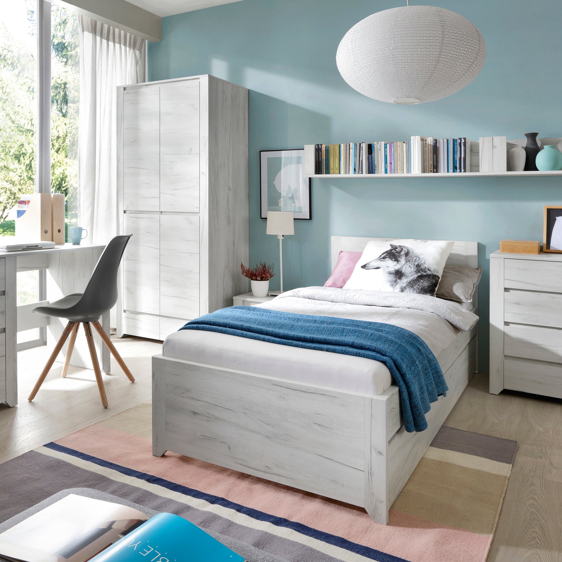 Angel  2+3 Chest of Drawers in White Craft Oak