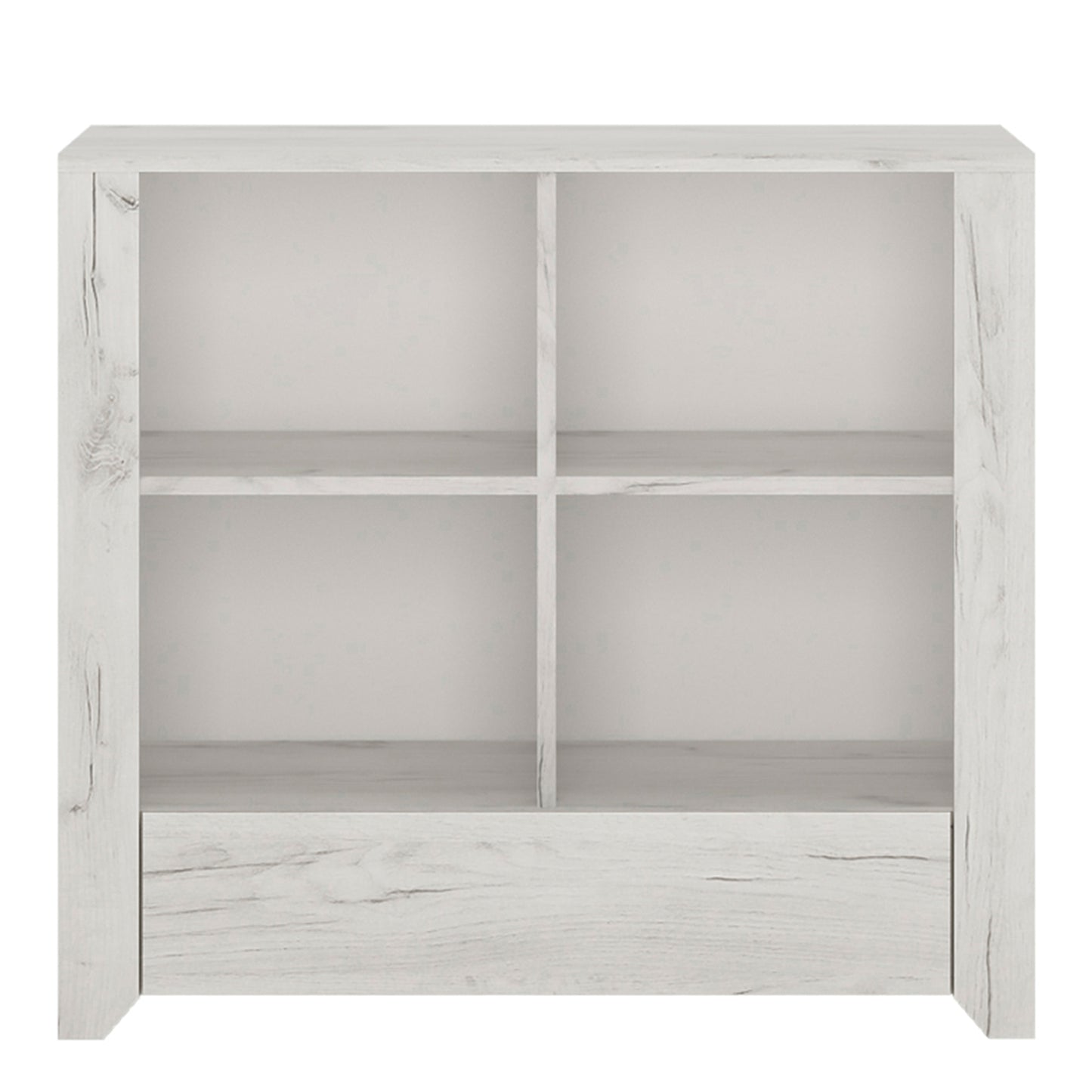 Angel  1 Drawer Low Bookcase in White Craft Oak