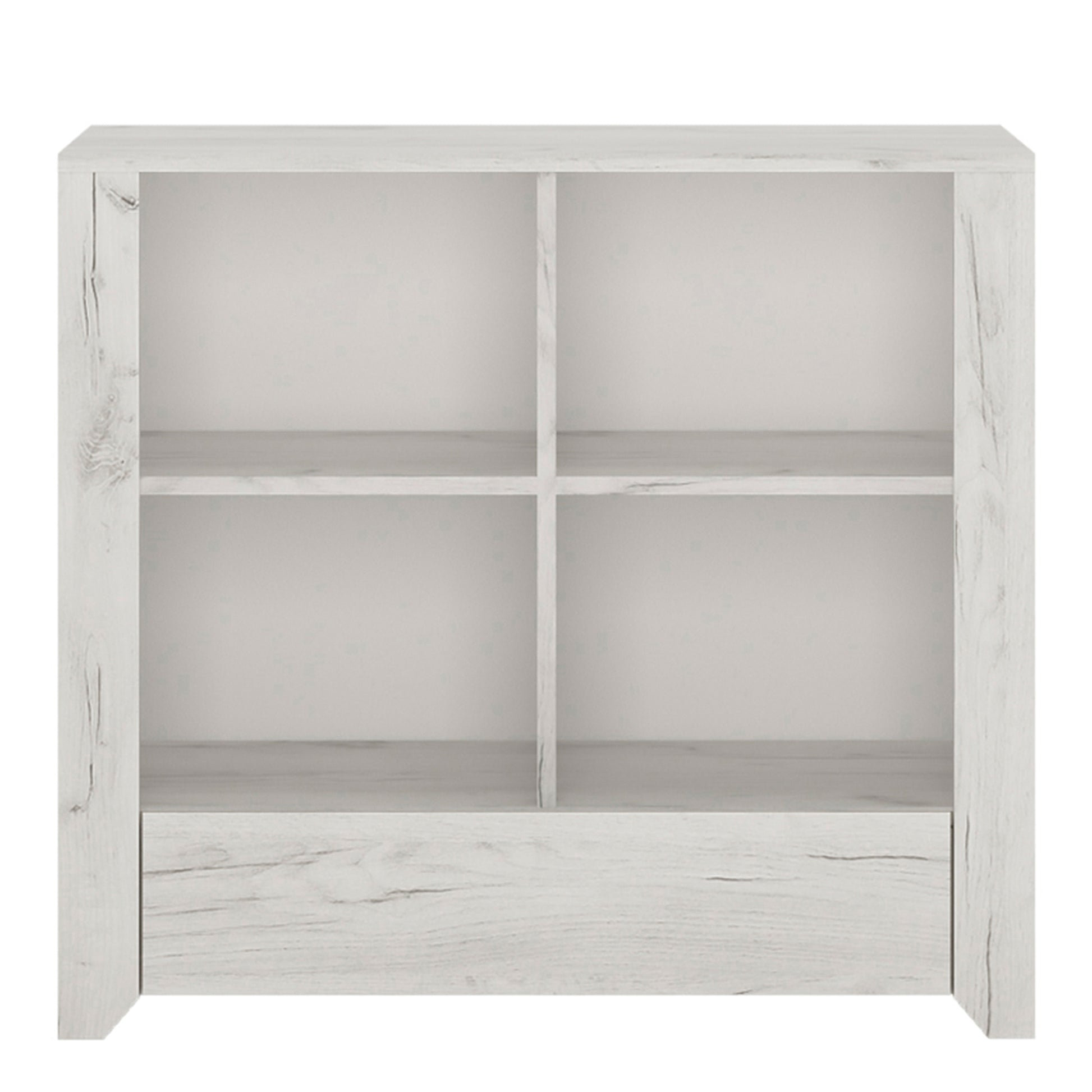 Angel  1 Drawer Low Bookcase in White Craft Oak