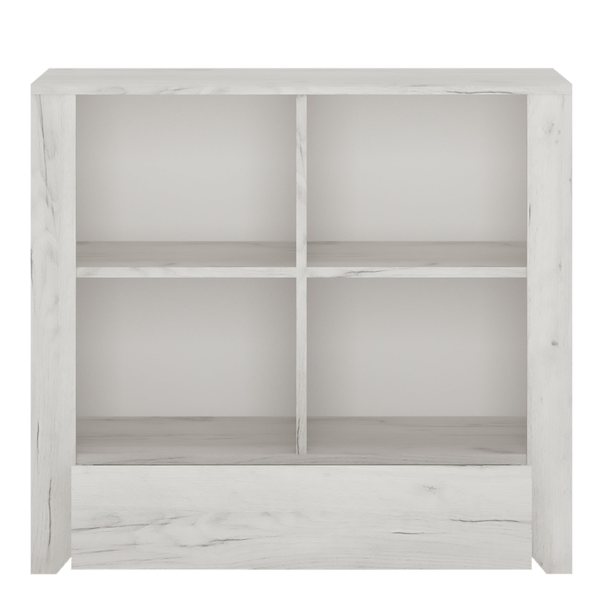 Angel  1 Drawer Low Bookcase in White Craft Oak