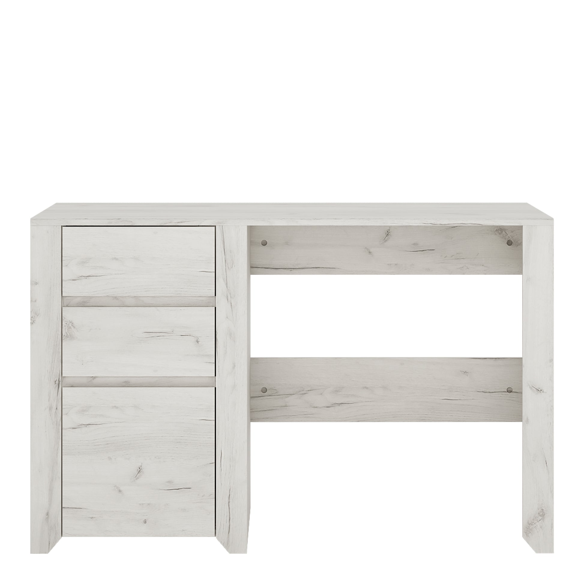 Angel  3 Drawer Desk in White Craft Oak