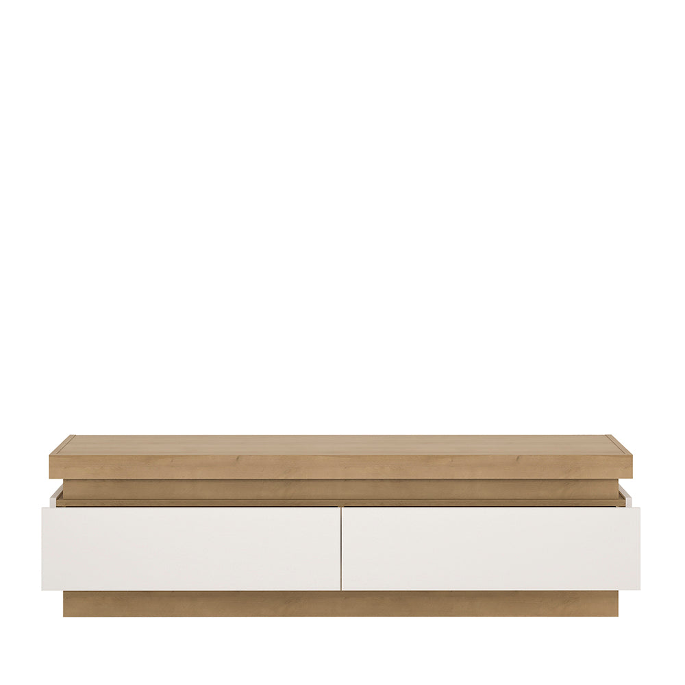 Lyon  2 drawer TV cabinet in Riviera Oak/White High Gloss
