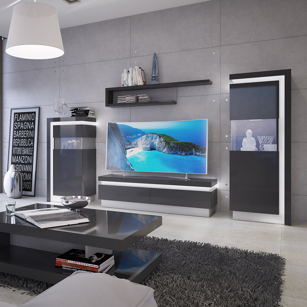 Lyon  140cm wall shelf in Platinum/Light Grey