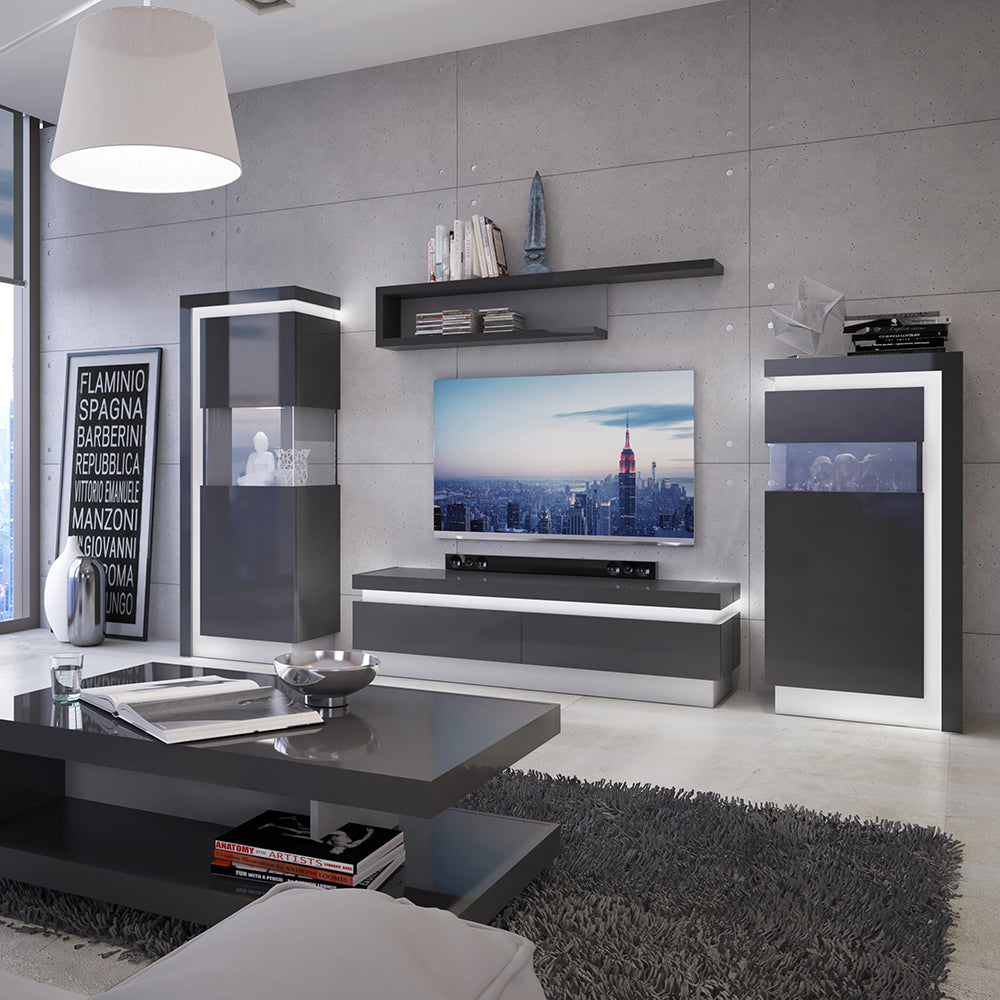 Lyon  140cm wall shelf in Platinum/Light Grey