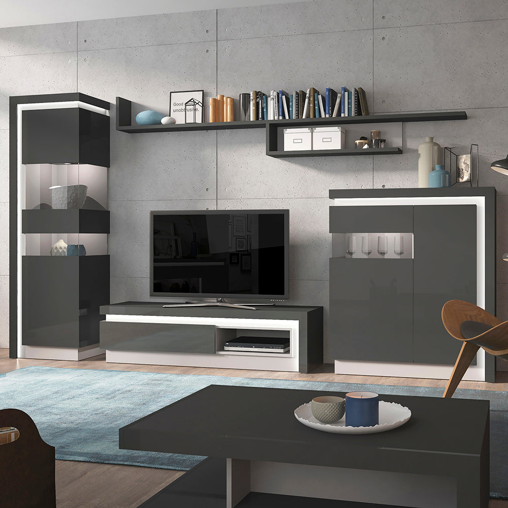 Lyon  140cm wall shelf in Platinum/Light Grey
