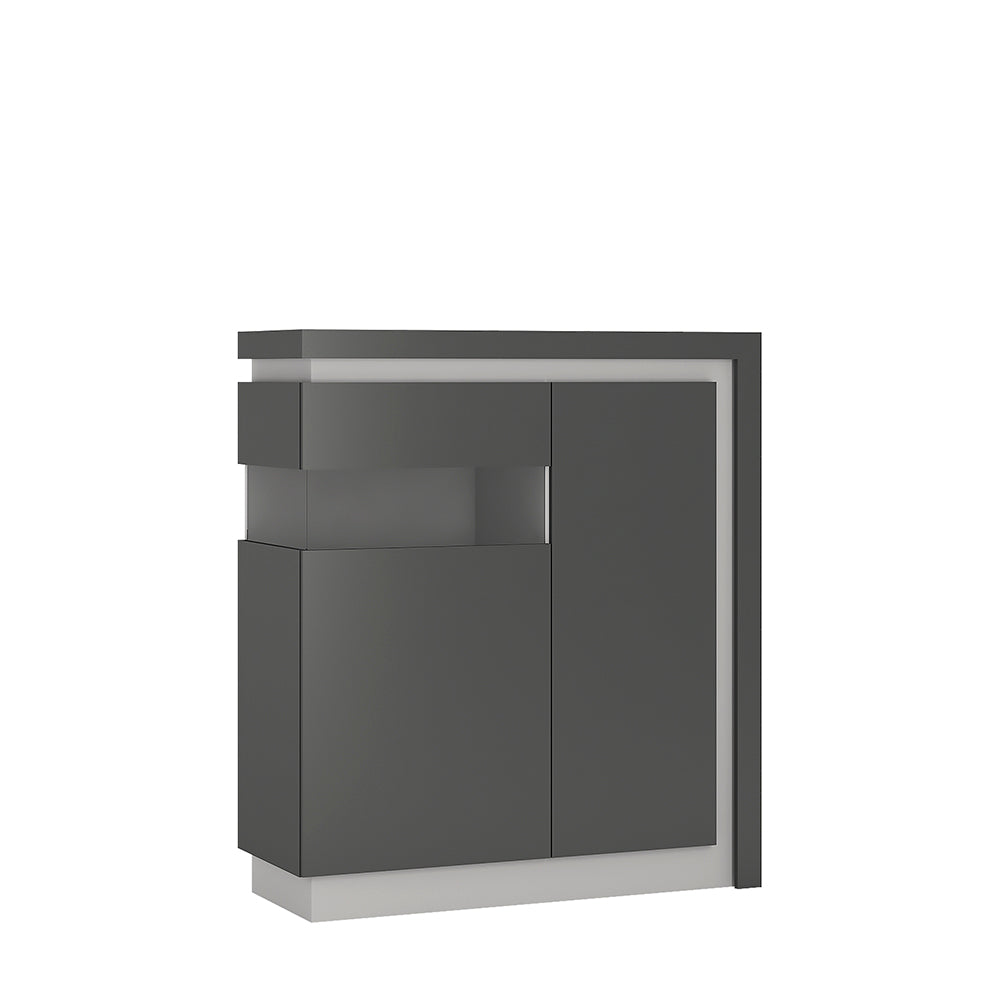 Lyon  2 door designer cabinet (LH) in Platinum/Light Grey Gloss