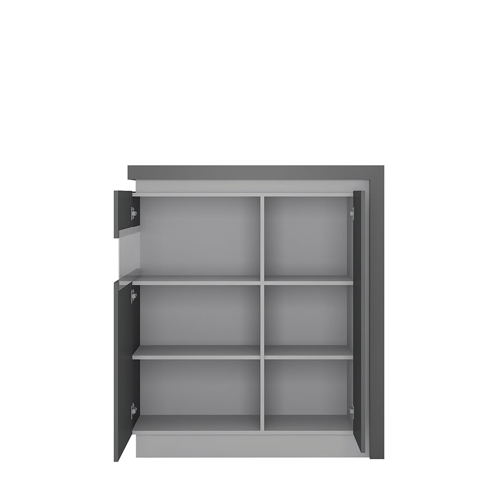 Lyon  2 door designer cabinet (LH) in Platinum/Light Grey Gloss