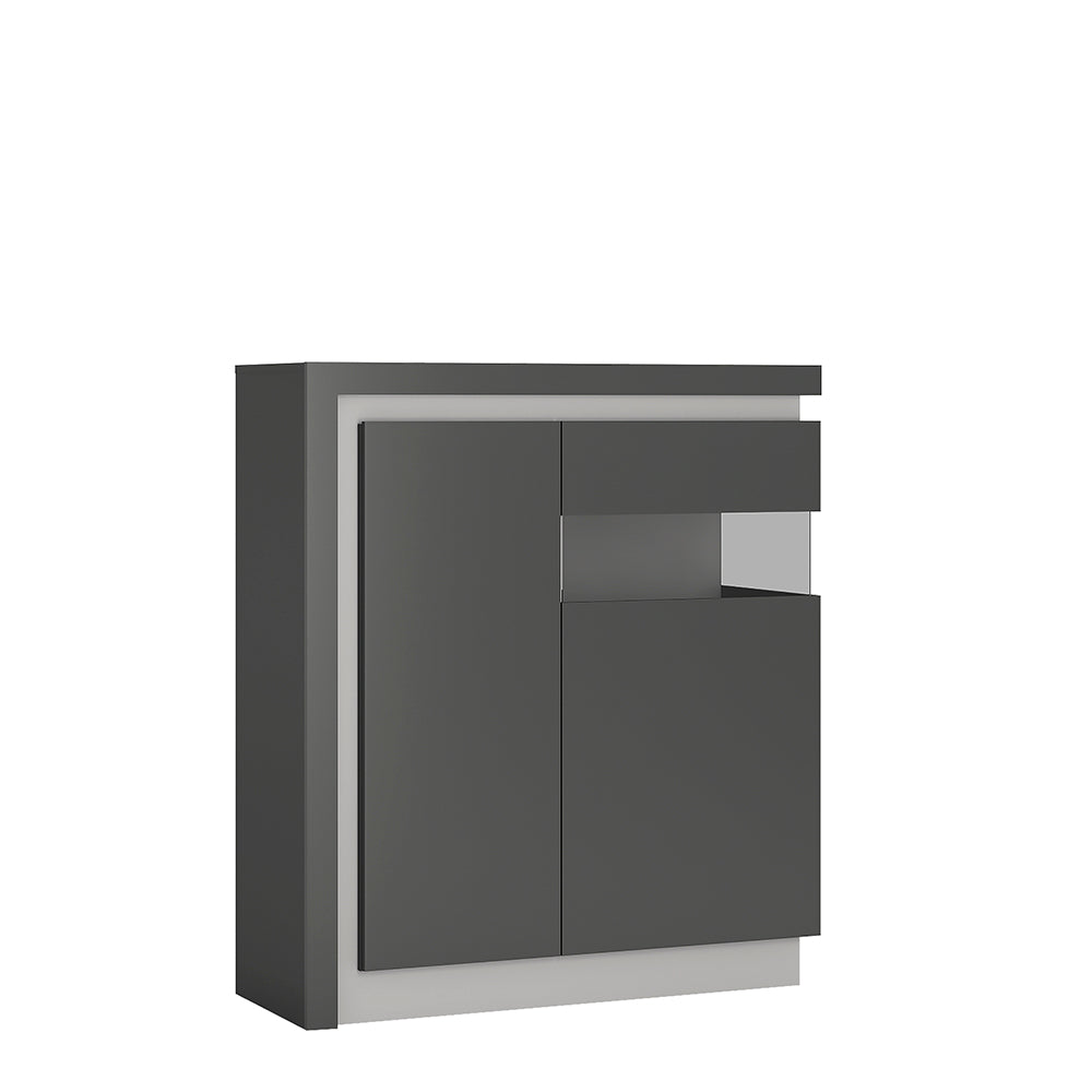 Lyon  2 door designer cabinet (RH) in Platinum/Light Grey Gloss