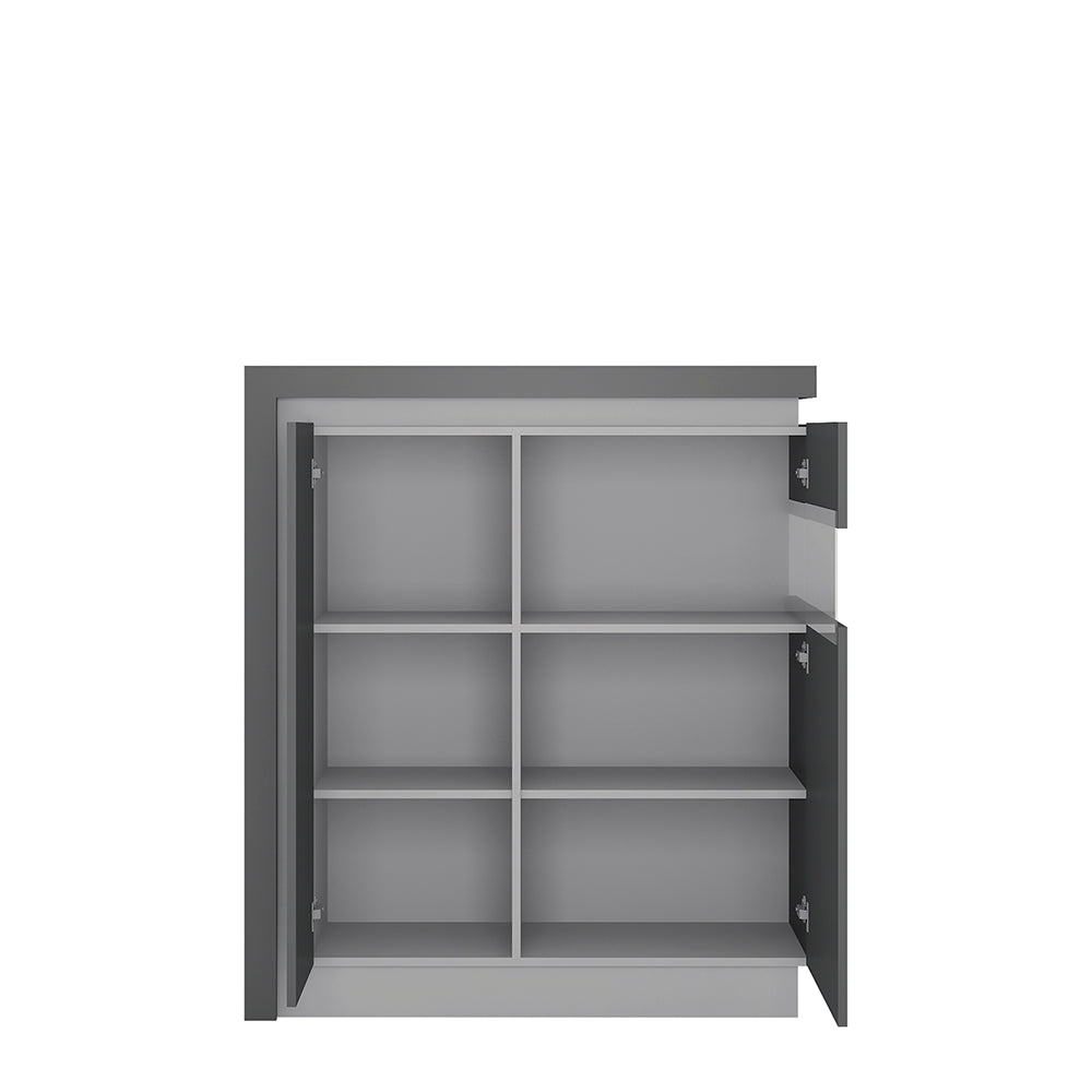 Lyon  2 door designer cabinet (RH) in Platinum/Light Grey Gloss